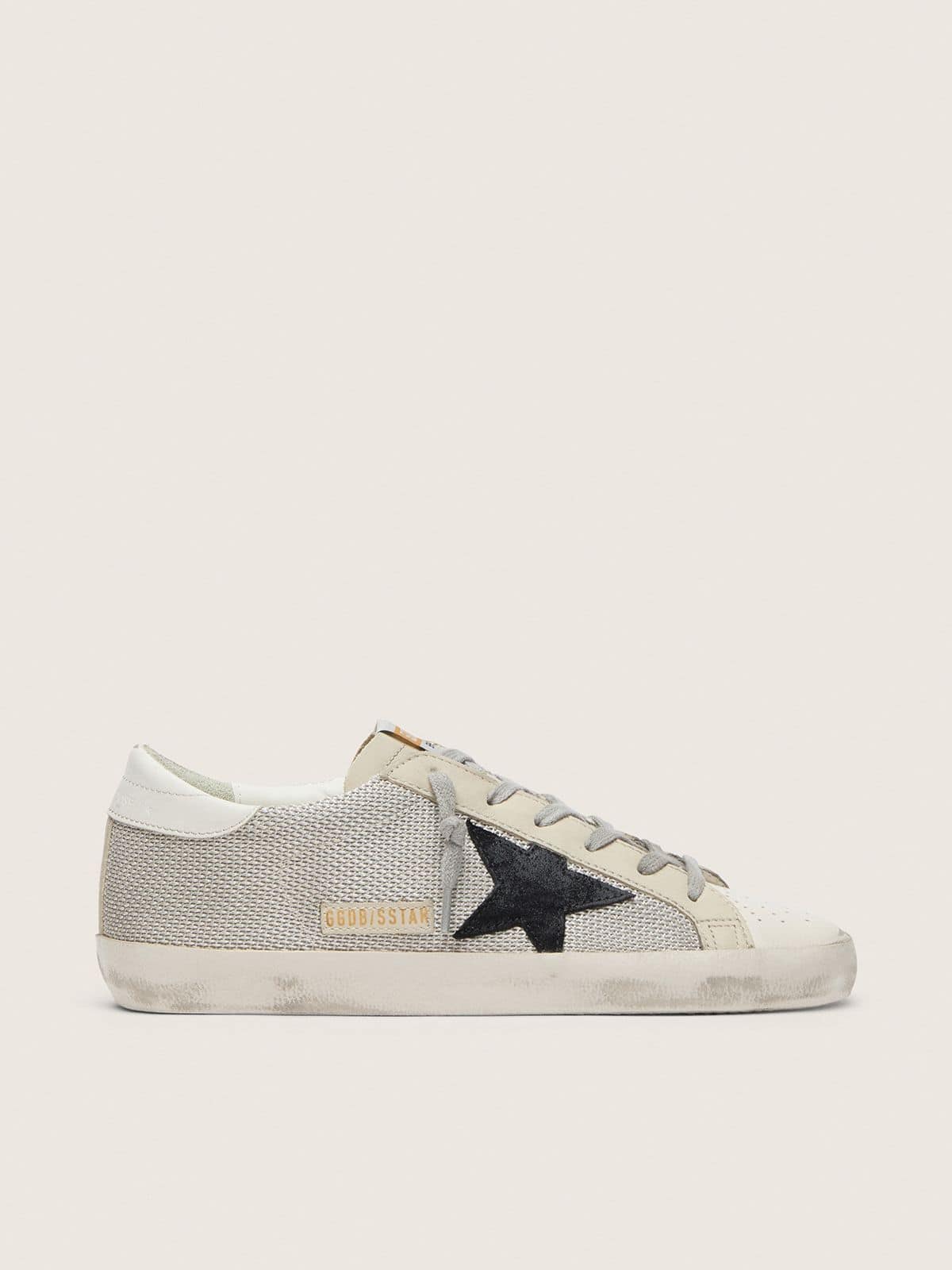 Golden Goose Womens Super-Star In Leather With Black Star Womens