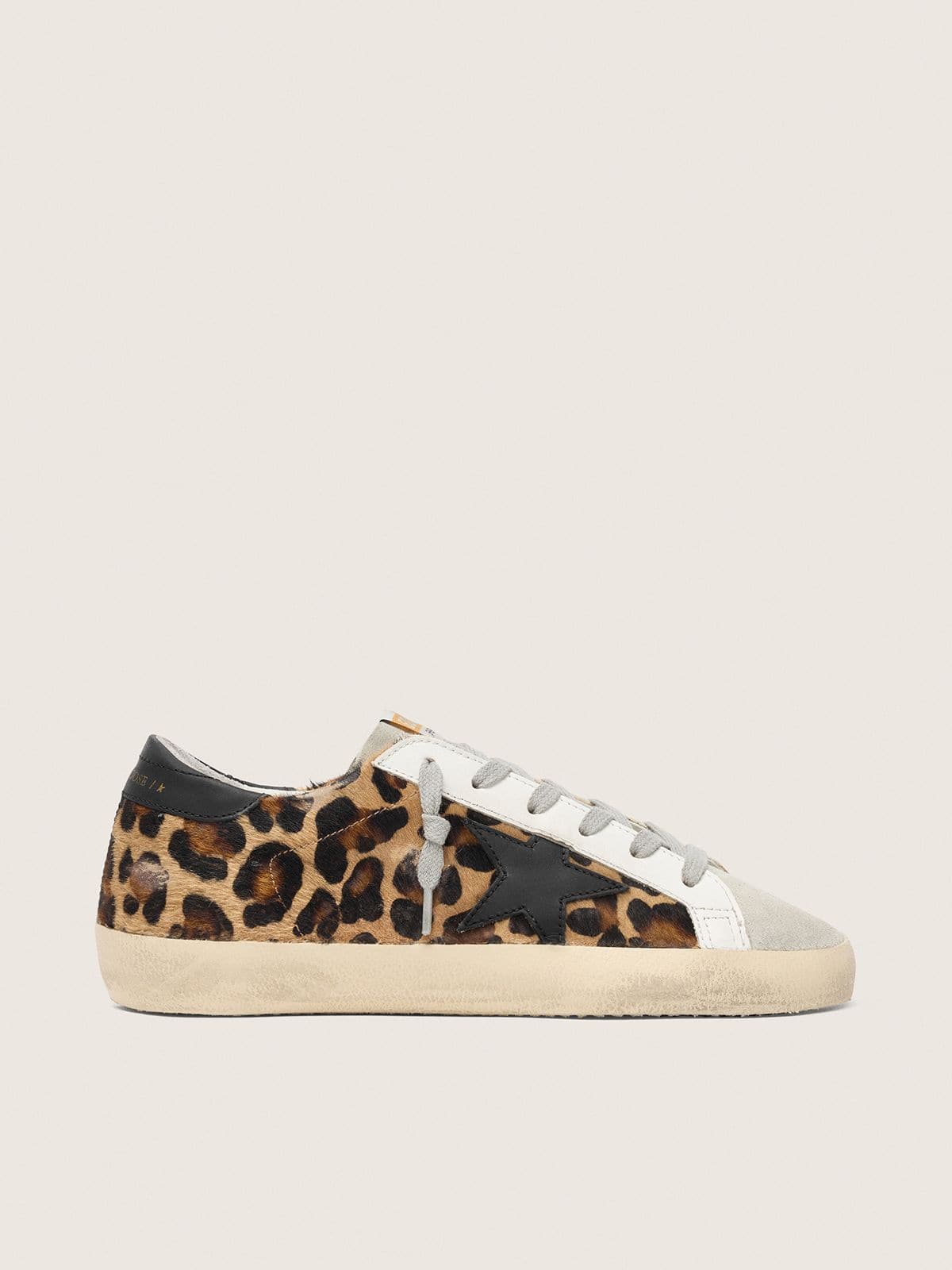 Golden Goose Womens Super-Star In Leopard Print Leather Womens
