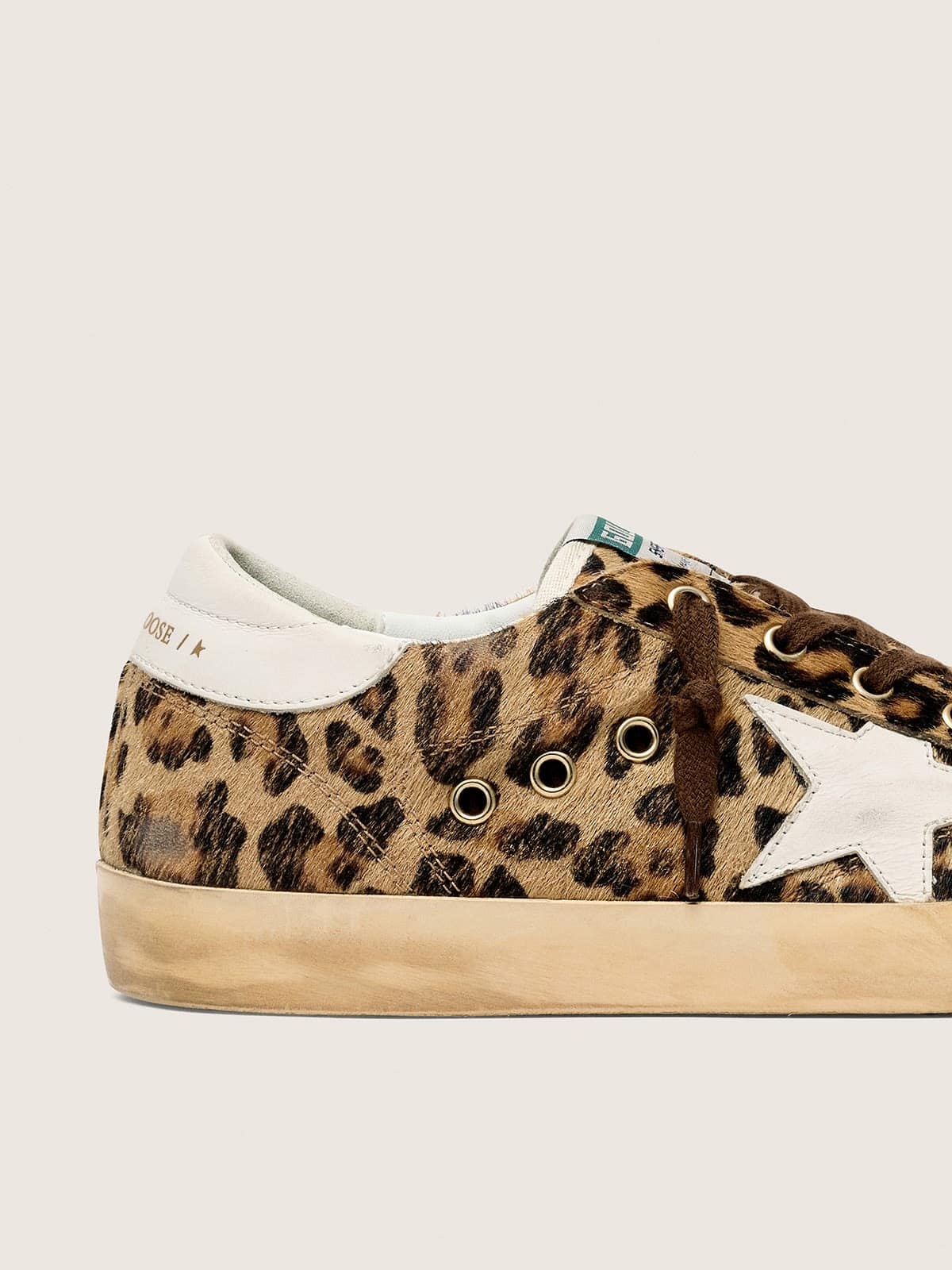Golden Goose Womens Super-Star In Leopard-Print Pony Skin With Leather Star And Heel Tab Womens