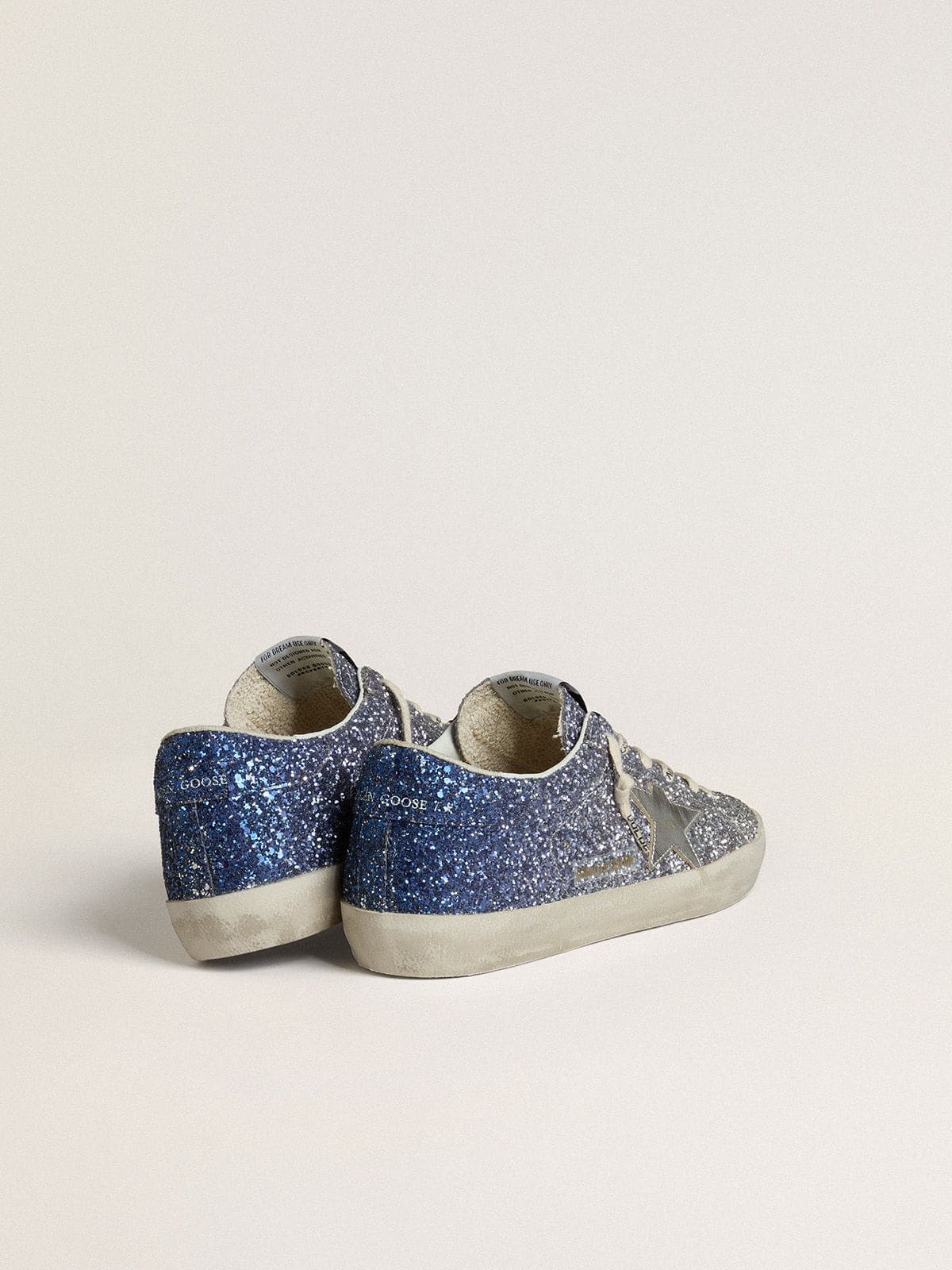Golden Goose Super-Star Ltd In Multicolor Glitter With Silver Metallic Leather Star Womens