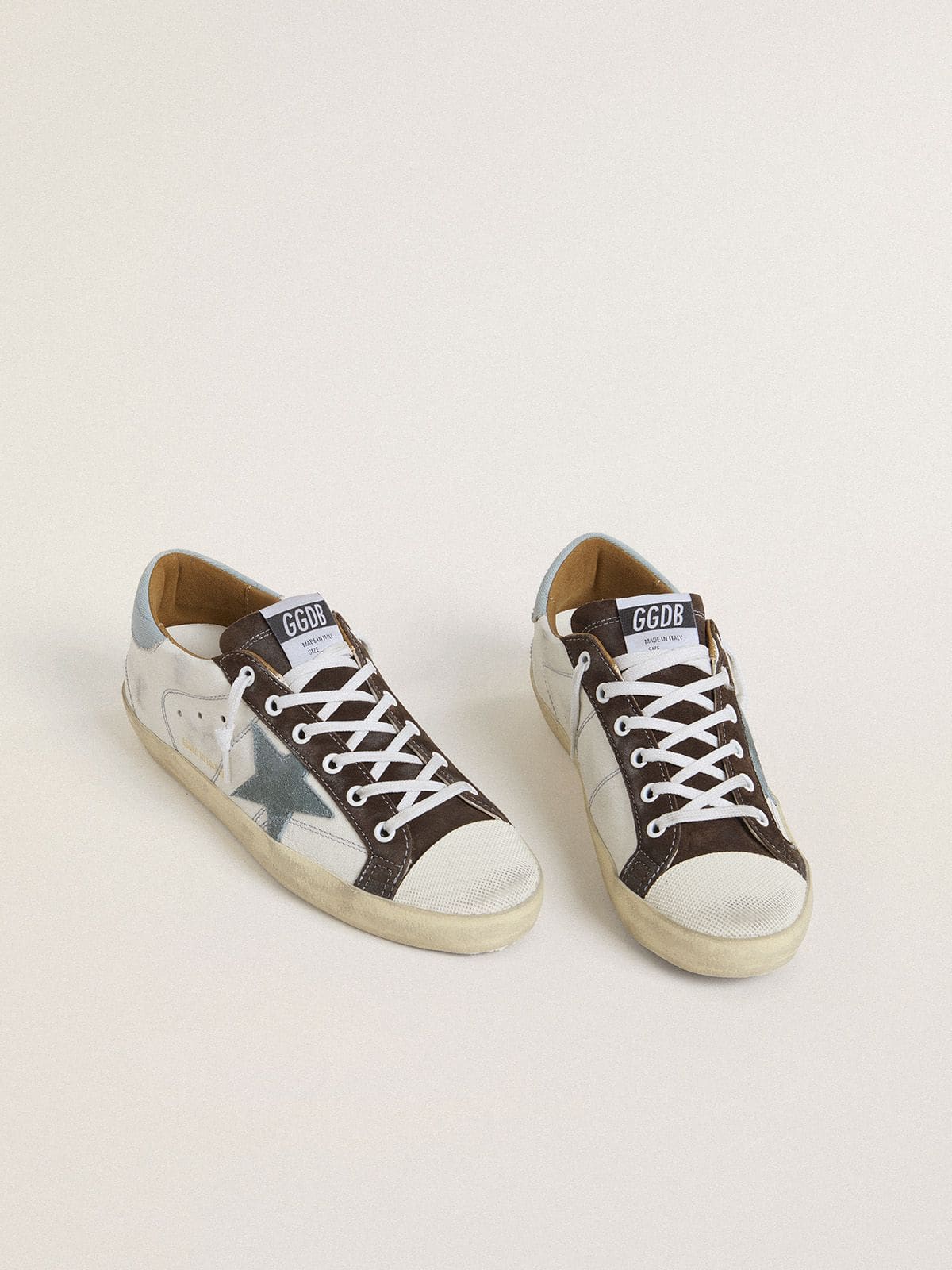 Golden Goose Womens Ltd Super-Star With Light Blue Suede Star And Light Blue Canvas Heel Tab Womens