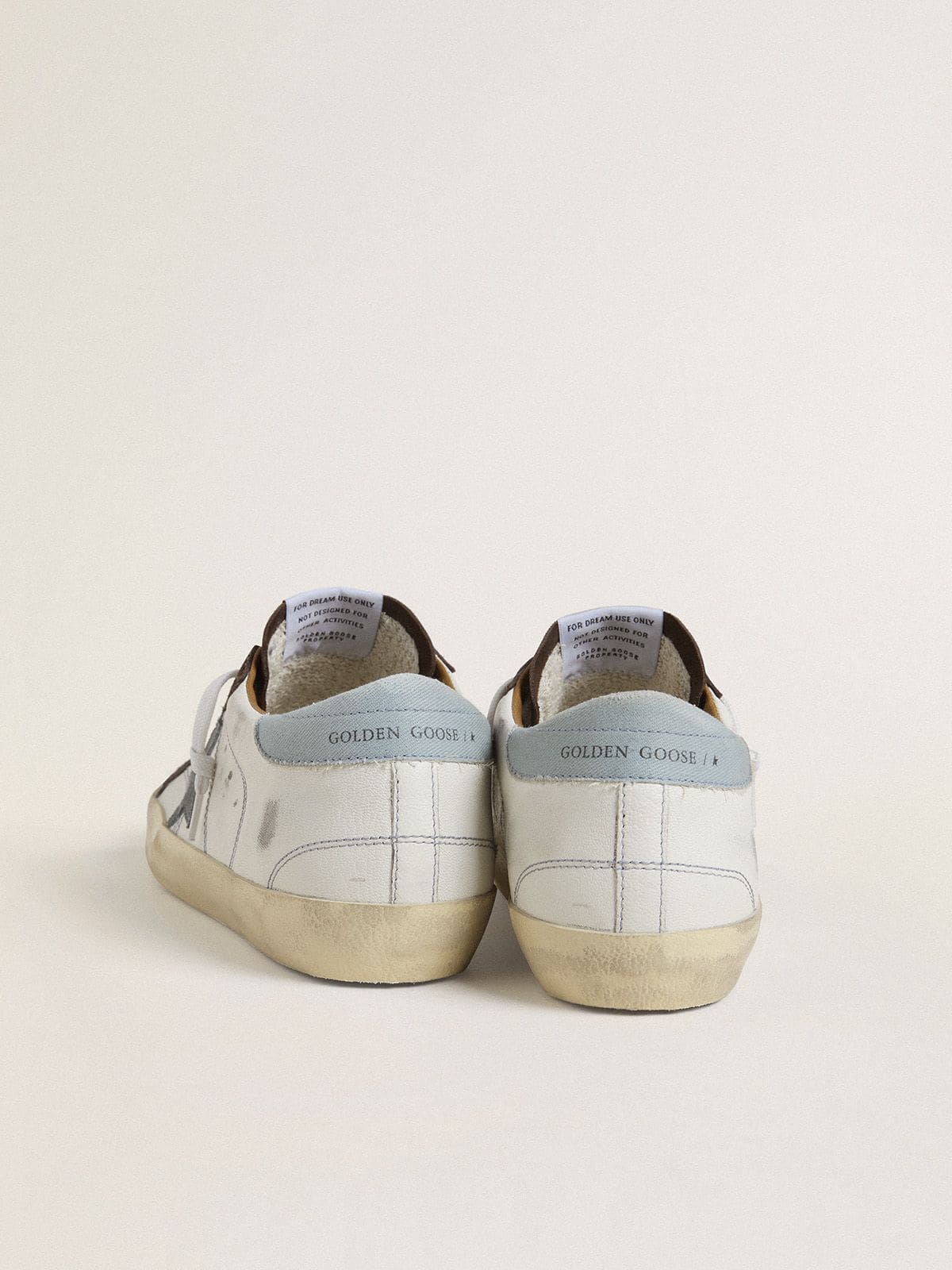 Golden Goose Womens Ltd Super-Star With Light Blue Suede Star And Light Blue Canvas Heel Tab Womens