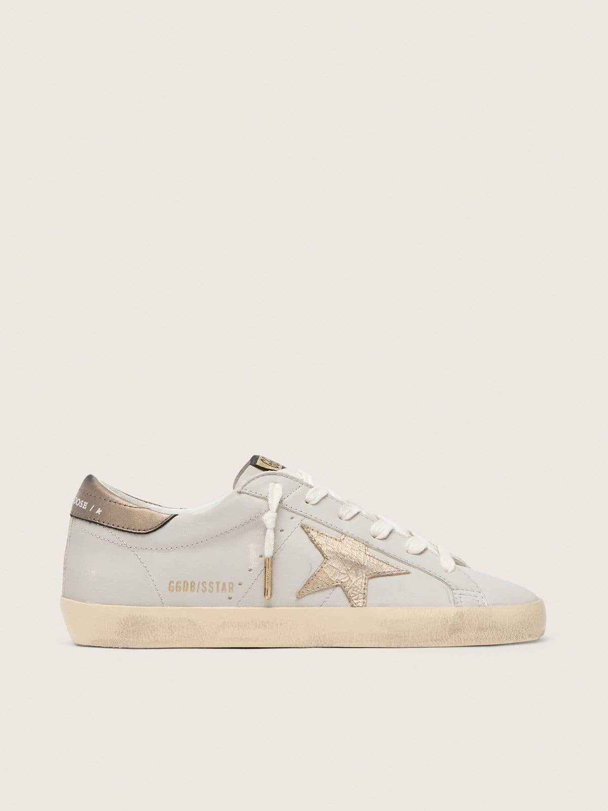 Golden Goose Super-Star With Crackle Leather Star And Metallic Foiled Leather Heel Tab Womens