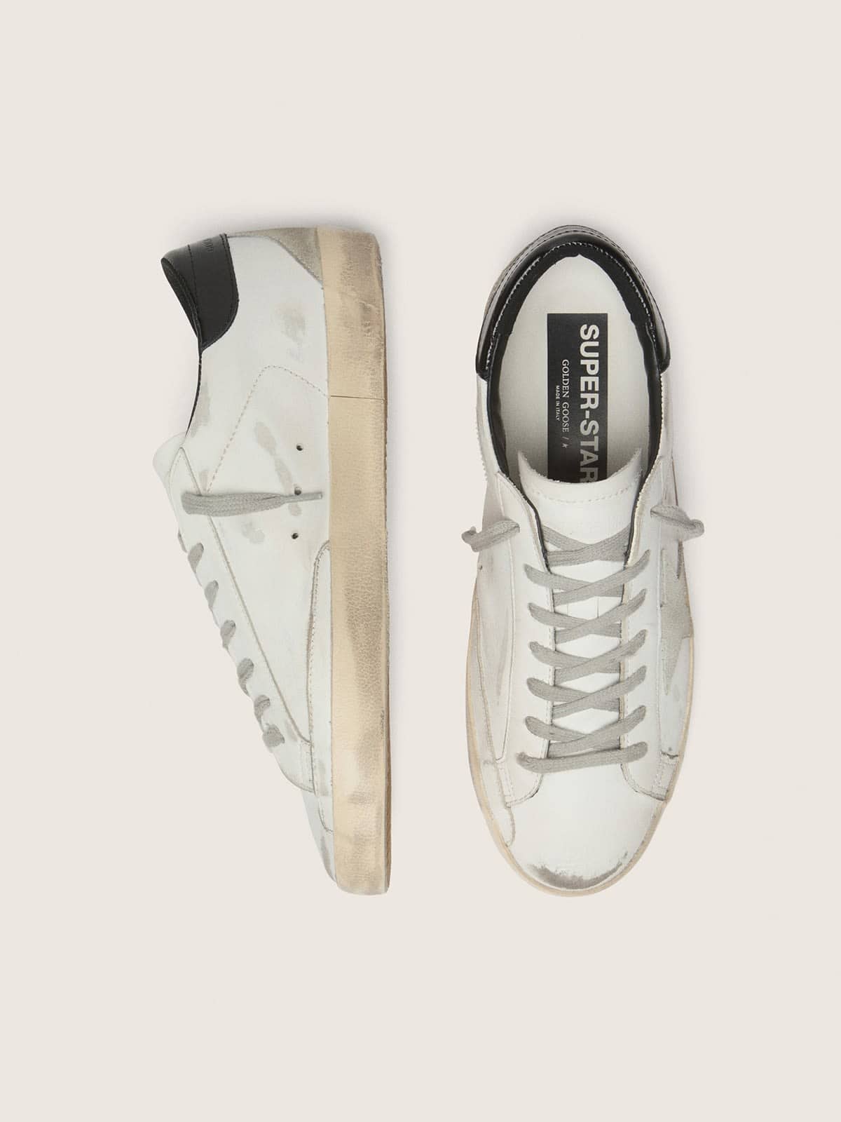 Golden Goose Womens Super-Star With Black Heel Tab And Metal Stud Lettering Womens