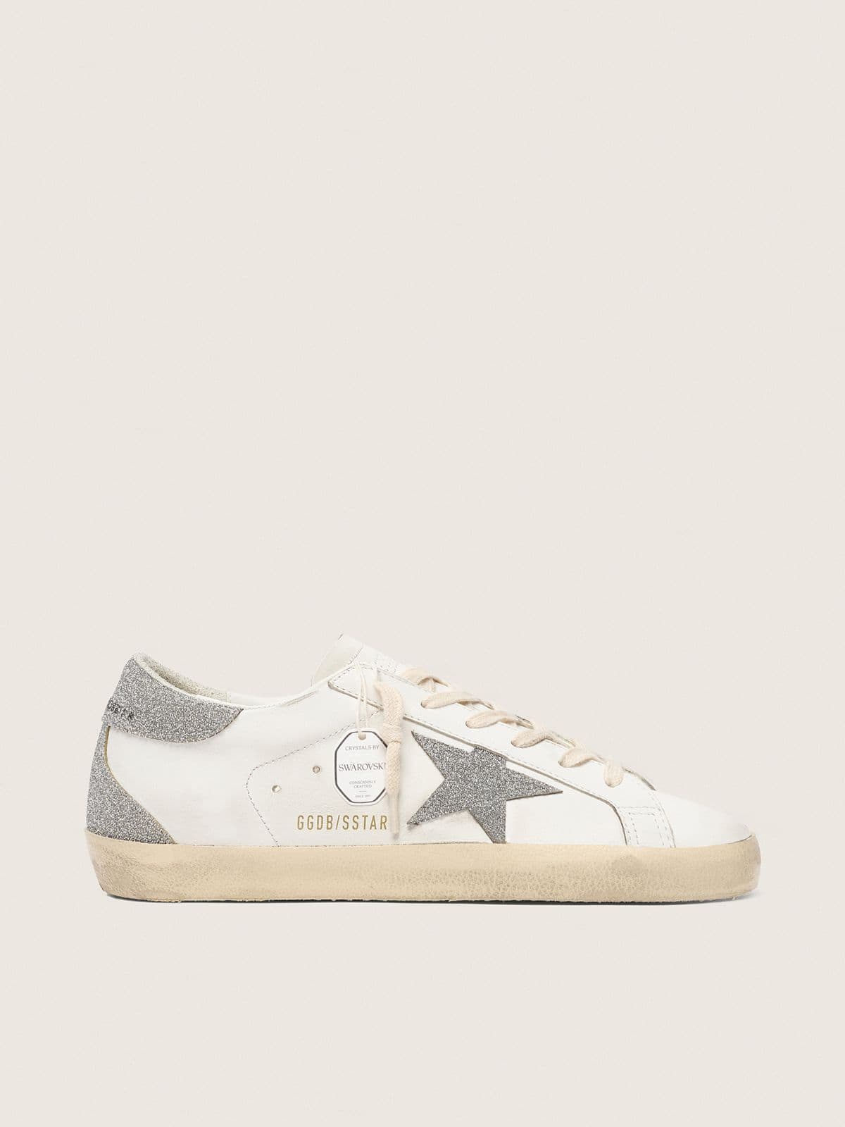 Golden Goose Womens Super-Star With Silver Swarovski Crystal Star And Heel Tab Womens