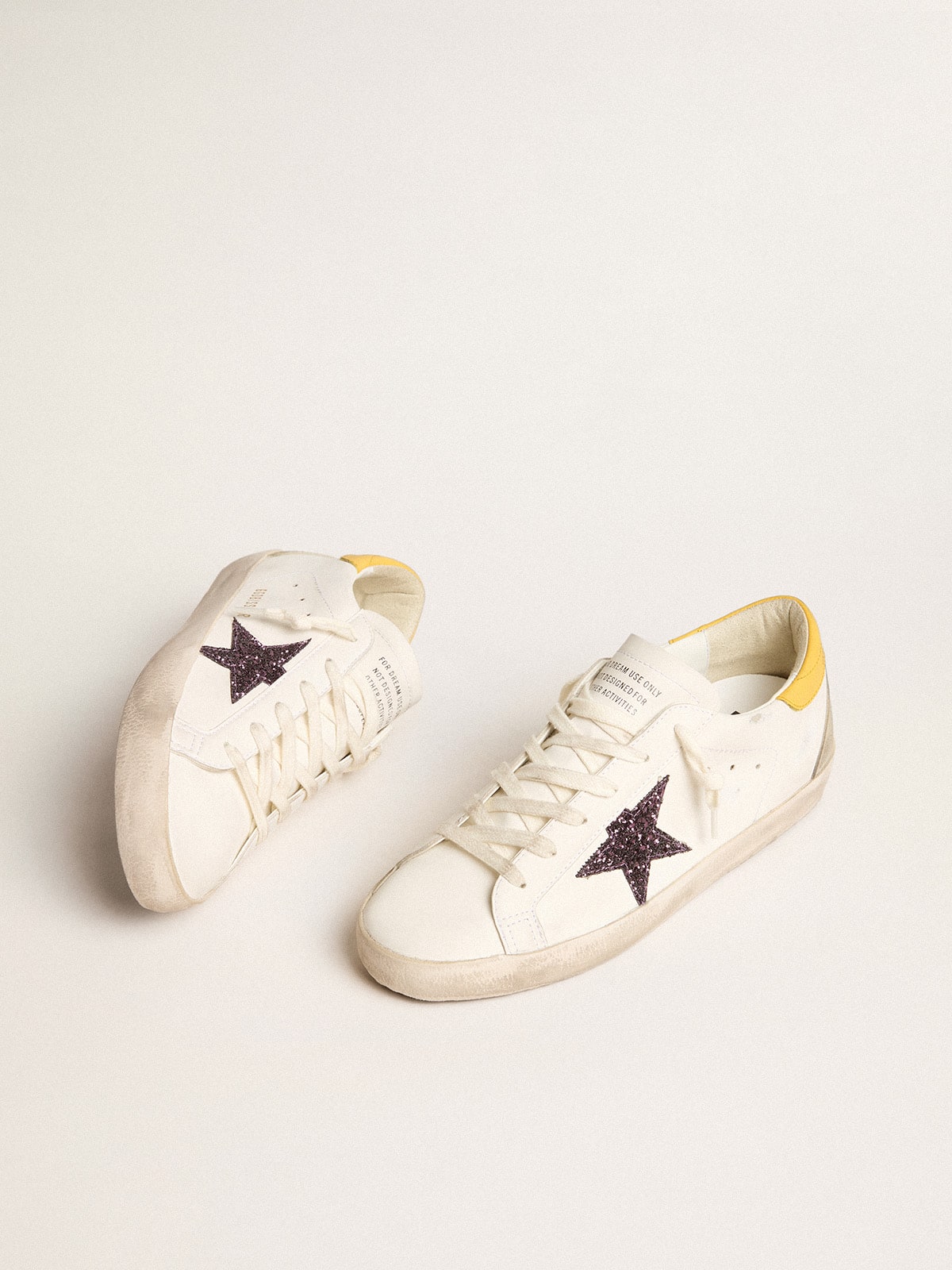 Golden Goose Womens Bio-Based Super-Star With Red Glitter Star And Leather Heel Tab Womens