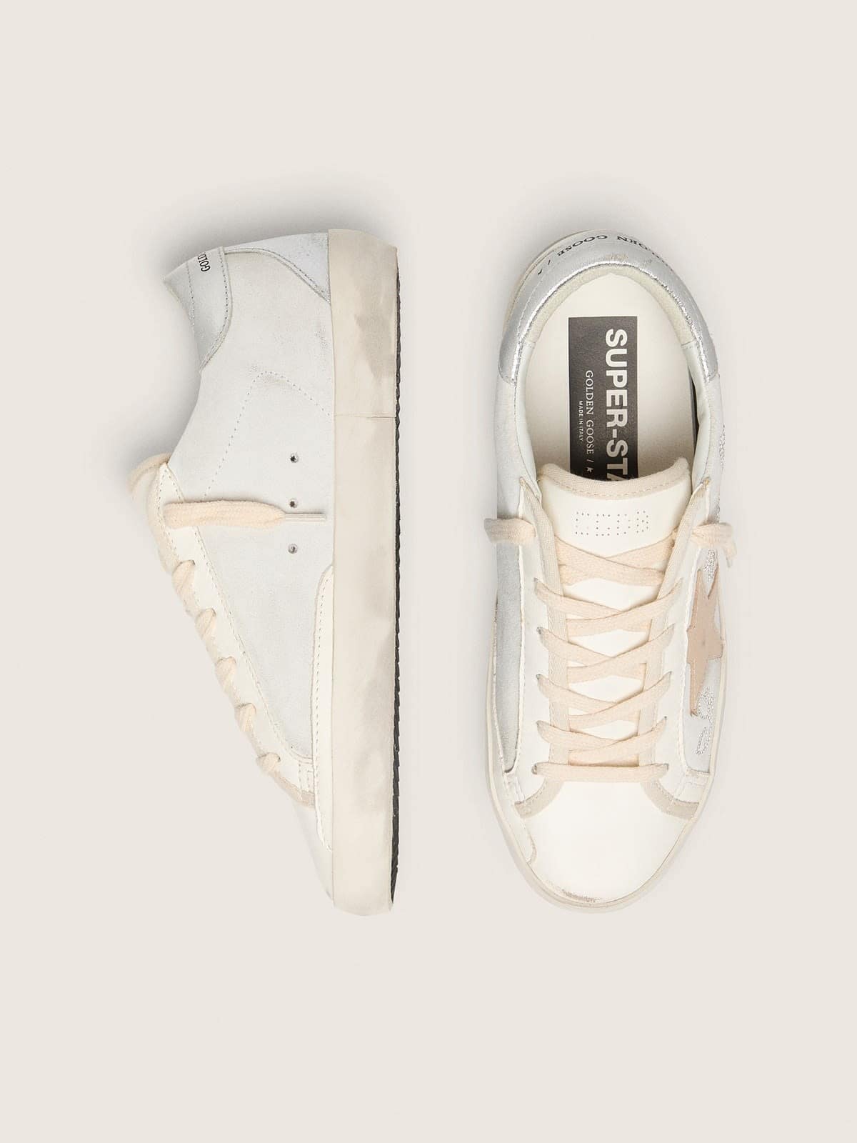 Golden Goose Womens Super-Star With Swarovski Crystals And Smoke Gray Leather Star Womens