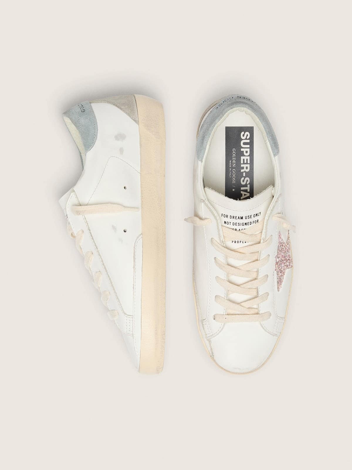 Golden Goose Womens Super-Star Ltd With Multicolor Glitter Star And Suede Heel Tab Womens