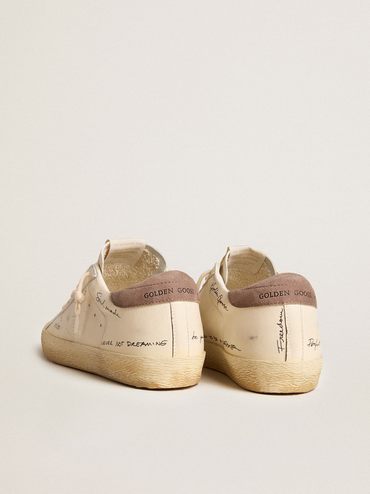 Golden Goose Womens Super-Star In Nappa Leather With Perforated Star And Suede Heel Tab Womens