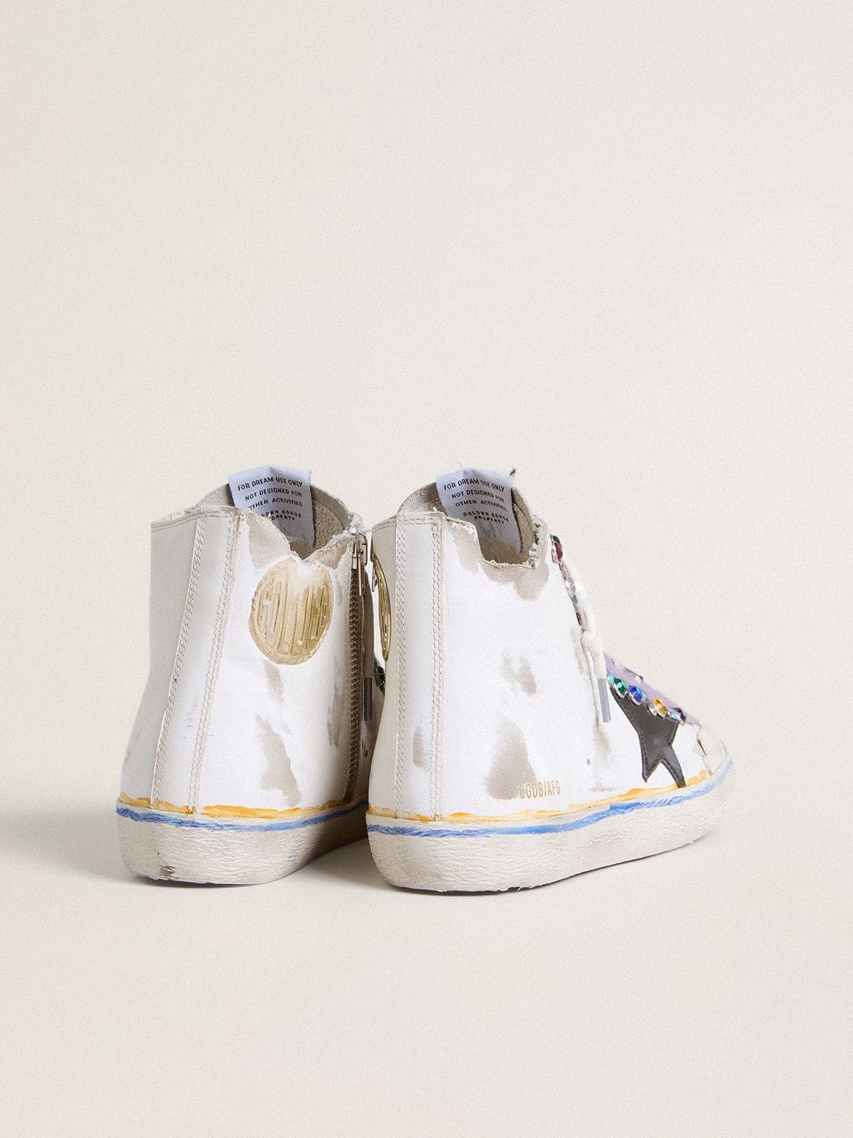 Golden Goose Womens Francy Penstar Lab With Black Leather Star And Multicolor Studs Womens