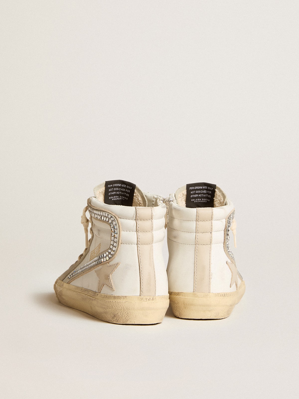 Golden Goose Slide With Nude Leather Star And Suede And Swarovski Crystal Flash Womens