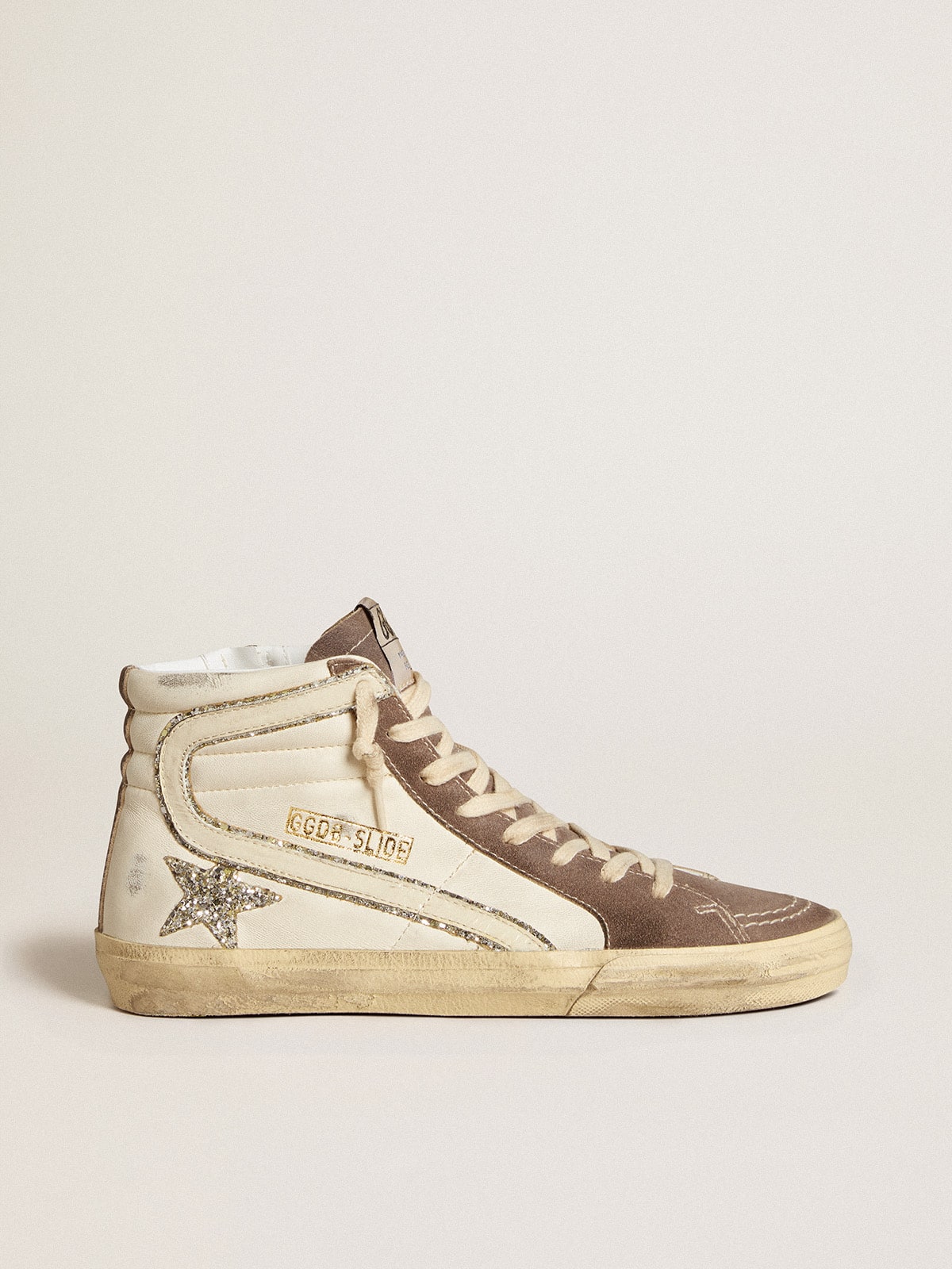 Golden Goose Slide In Nappa With Glitter Star And Patent Leather Flash Womens