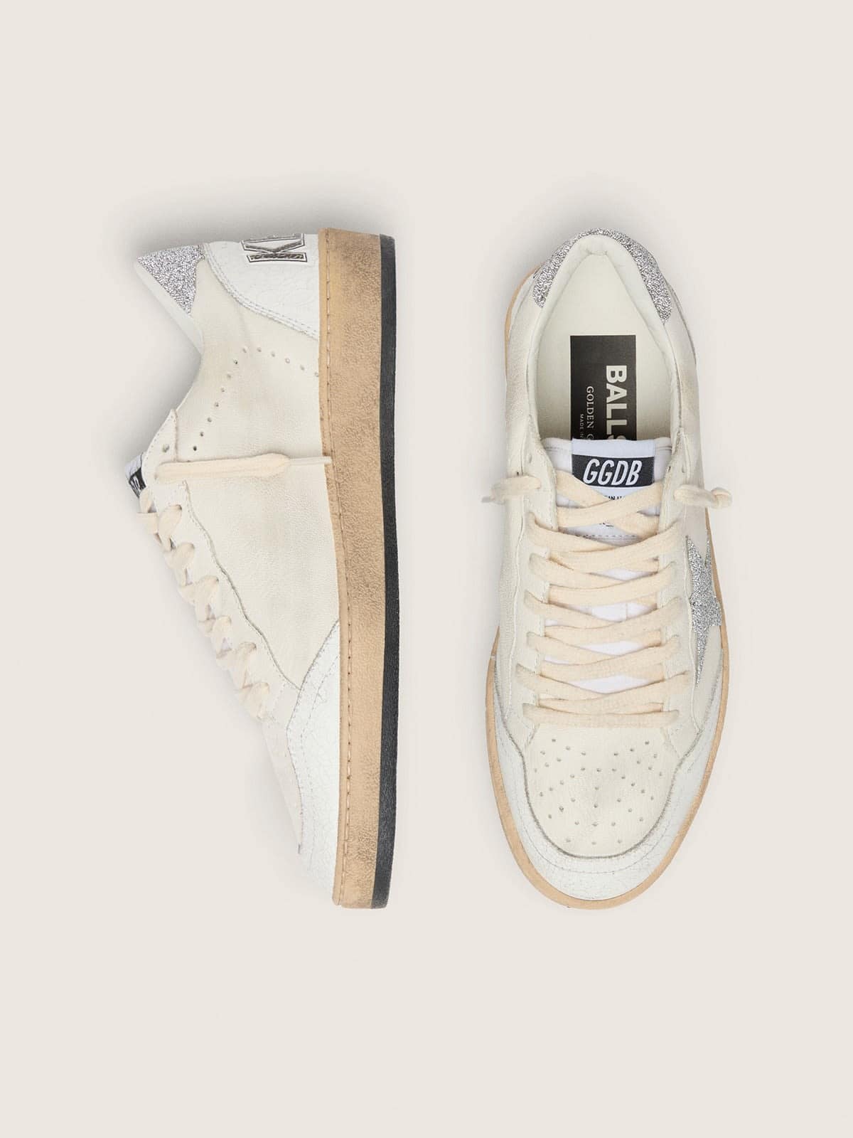 Golden Goose White Ball Star With A Swarovski Crystal Star And Heel Tab Womens