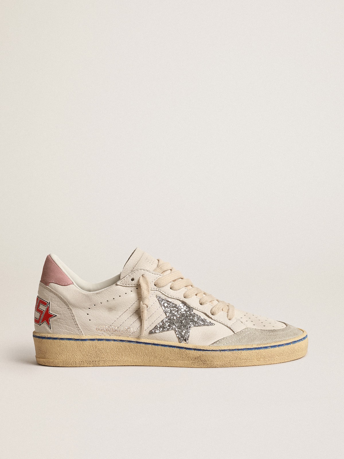 Golden Goose Ball Star With Glitter Star And Pink Suede Heel Tab Womens