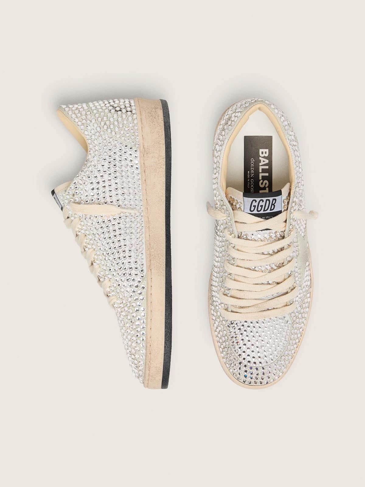 Golden Goose Womens Ball Star With Swarovski Crystals And Gray Suede Star Womens