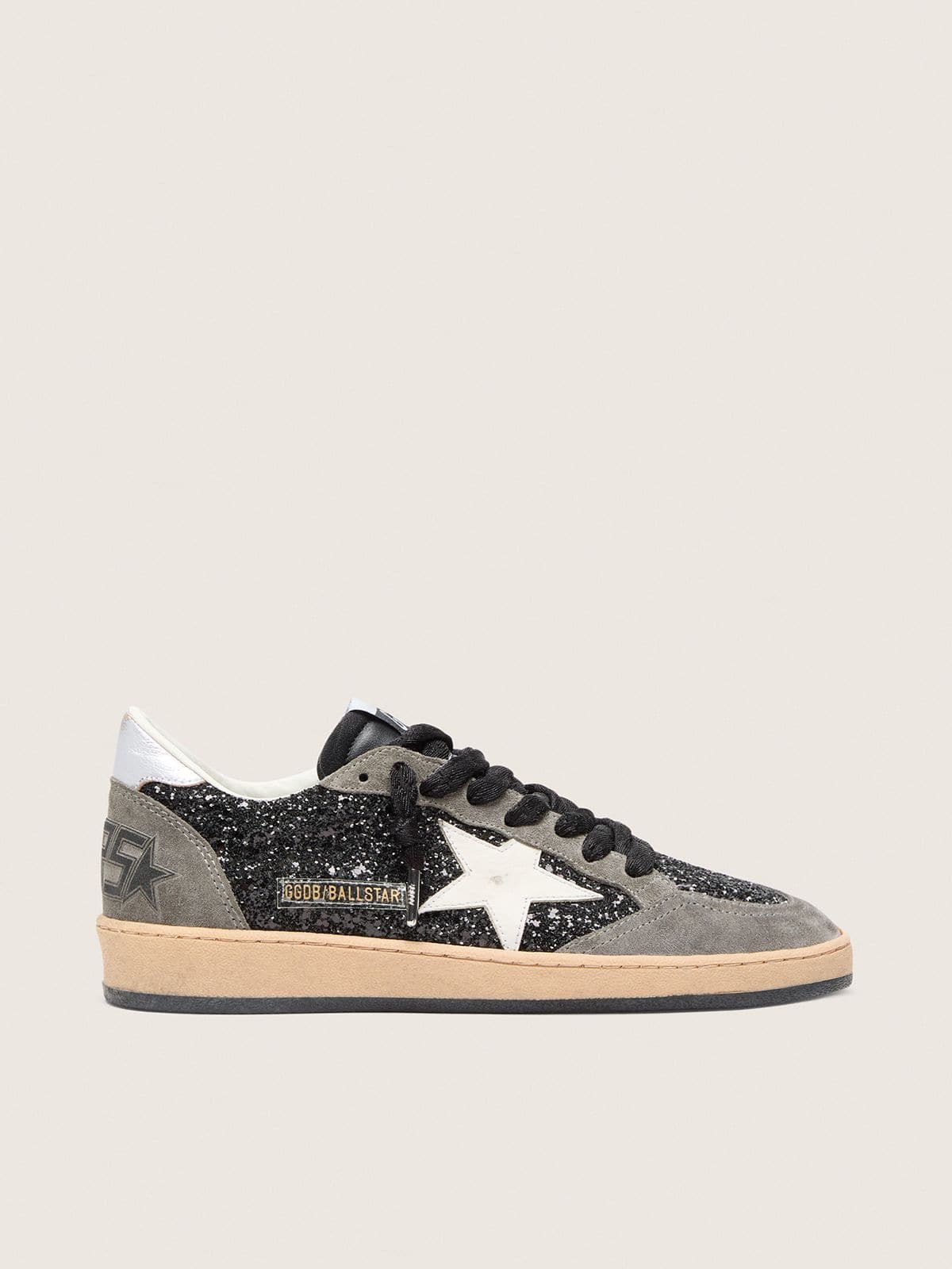 Golden Goose Womens Ball Star In Glitter With Leather Star And Metallic Leather Heel Tab Womens