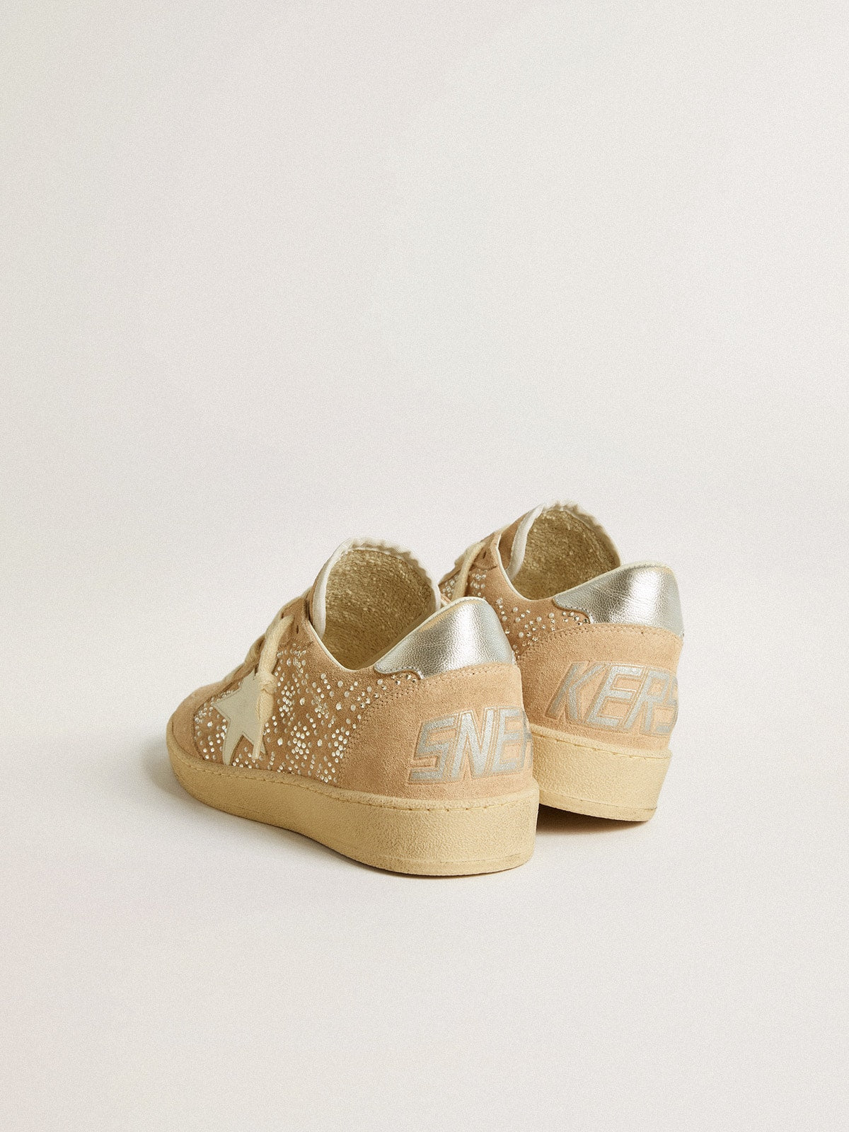 Golden Goose Ball Star In Suede And Swarovski Crystals With Leather Star And Metallic Heel Tab Womens