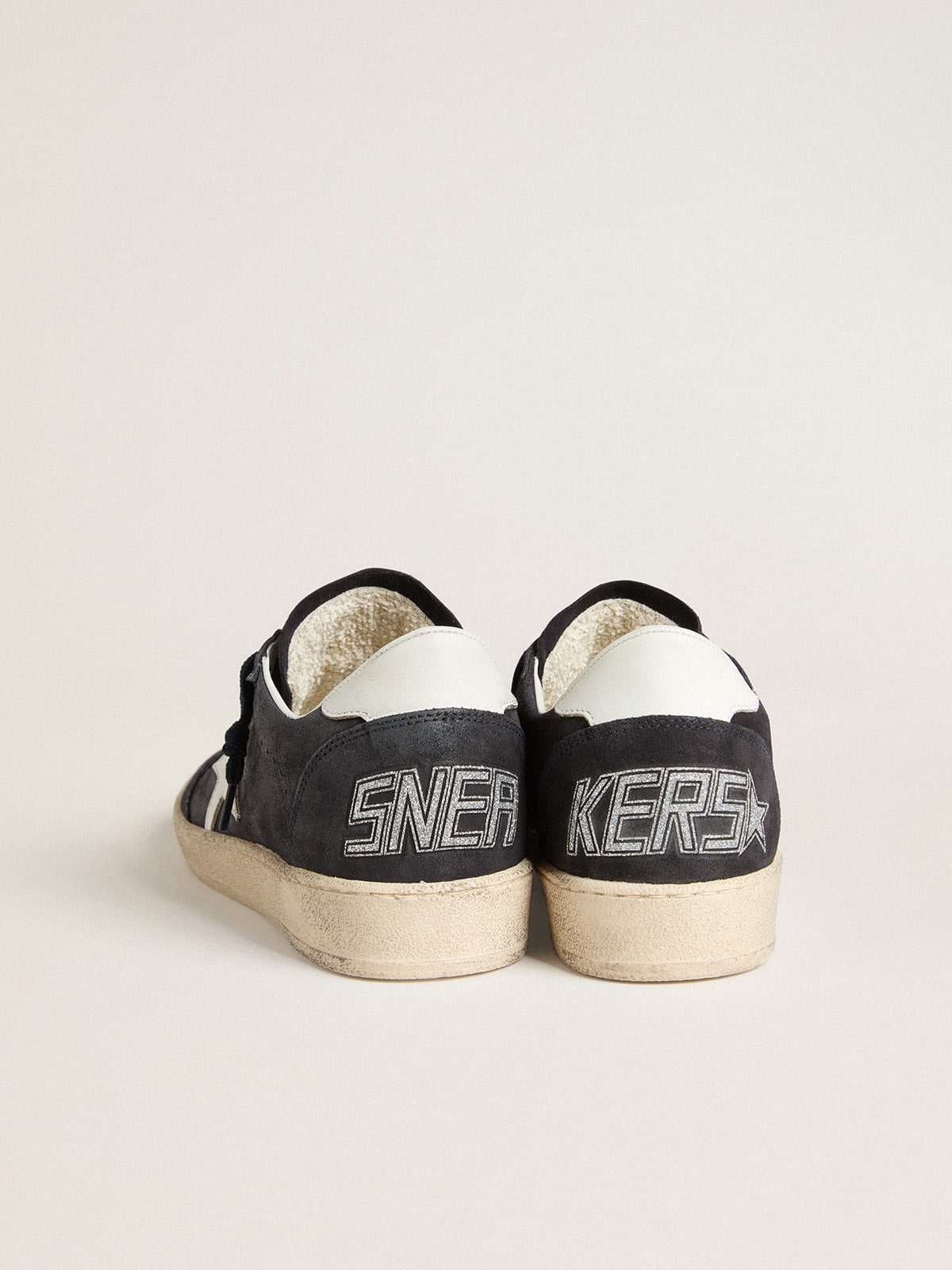 Golden Goose Womens Ball Star In Dark Blue Suede With Leather Star And Heel Tab Womens