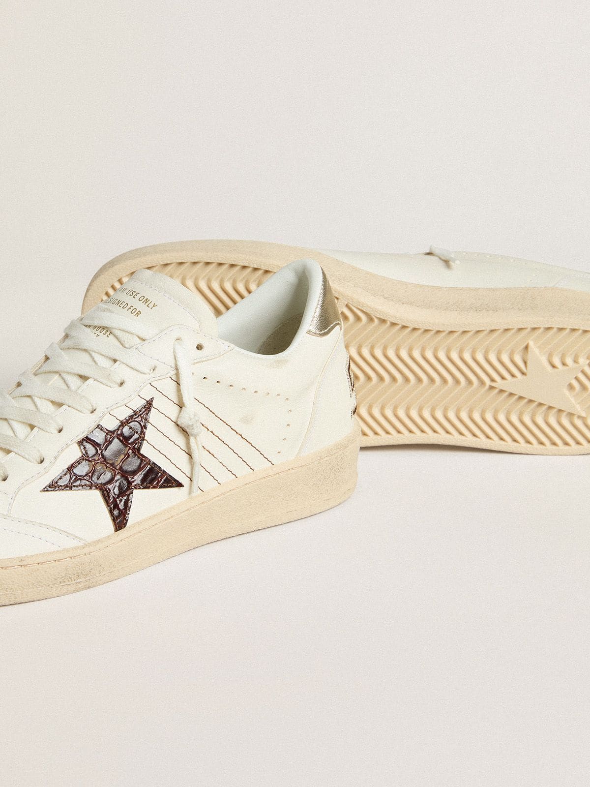 Golden Goose Ball Star With Burgundy Croc-Print Leather Star And Gold Heel Tab Womens