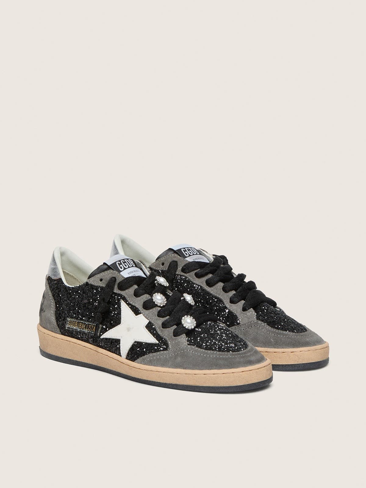 Golden Goose Womens Gray And Black Ball Star Ltd In Glitter With Skins Womens