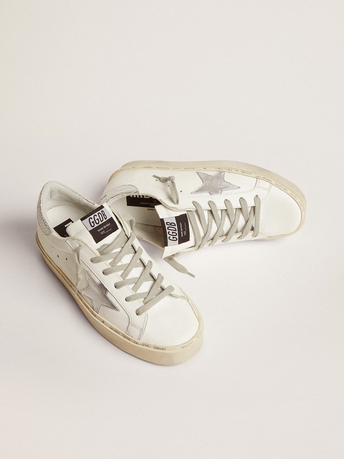 Golden Goose Womens Hi Star With Star And Metallic Silver Heel Womens