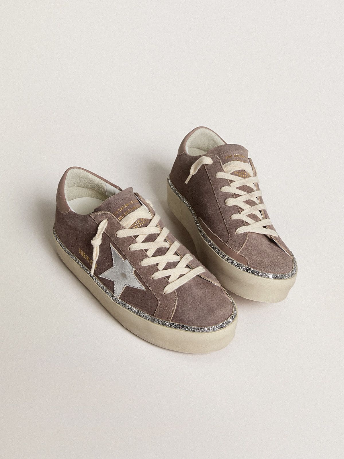 Golden Goose Womens Hi Star In Suede With Silver Leather Star And Leather Heel Tab Womens