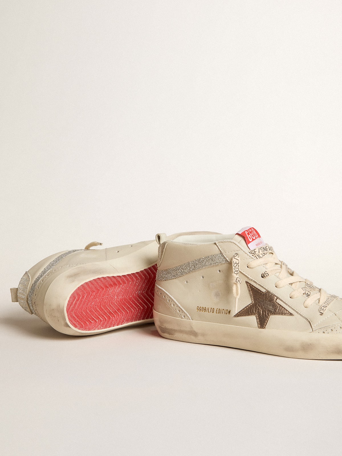 Golden Goose Womens Mid Star Ltd With Bronze Leather Star And Swarovski Crystal Flash Womens