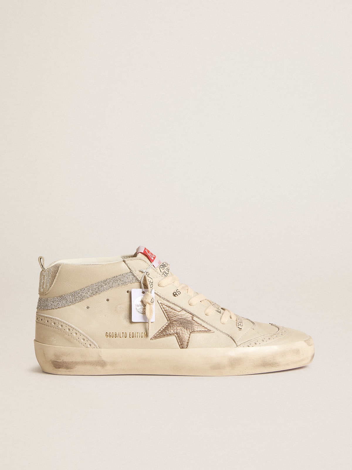 Golden Goose Womens Mid Star Ltd With Bronze Leather Star And Swarovski Crystal Flash Womens