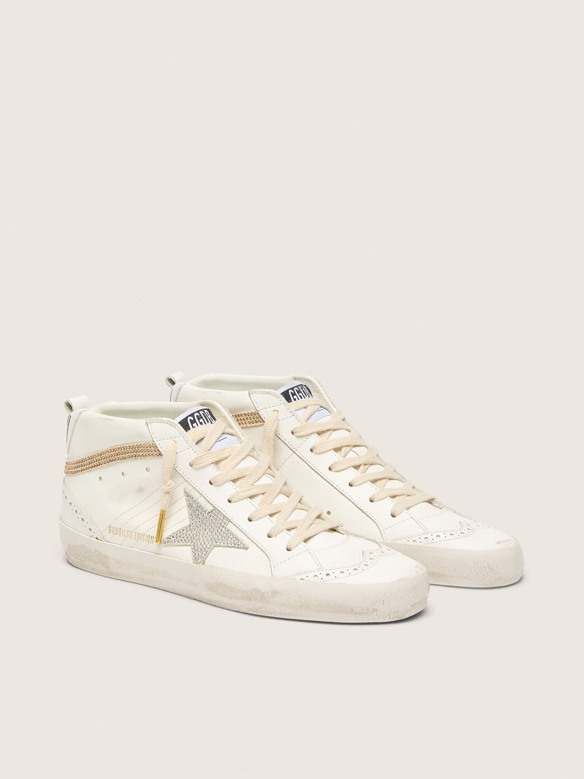 Golden Goose Mid Star With Star And Heel Tab In Suede With Swarovski Crystals Womens