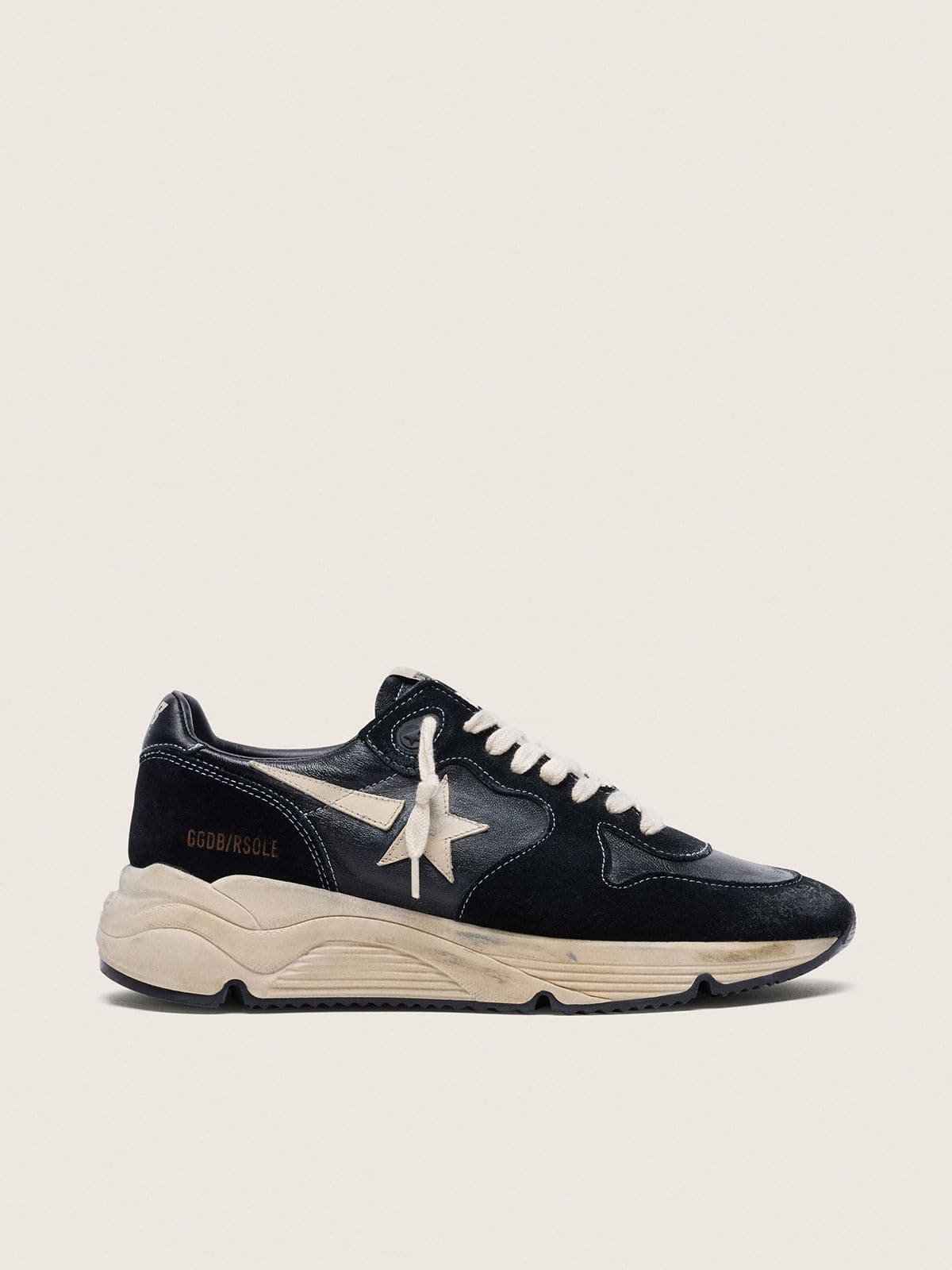 Golden Goose Womens Running Sole In Black Nappa And Suede Womens