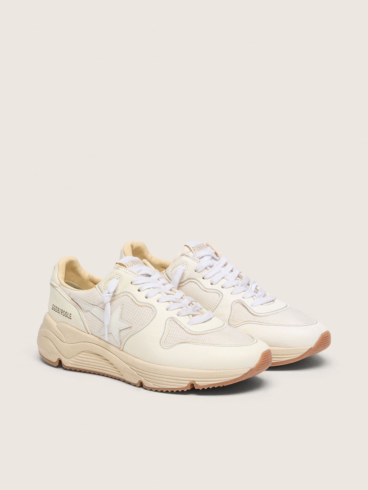 Golden Goose Womens Running Sole In Mesh And White Nappa Womens