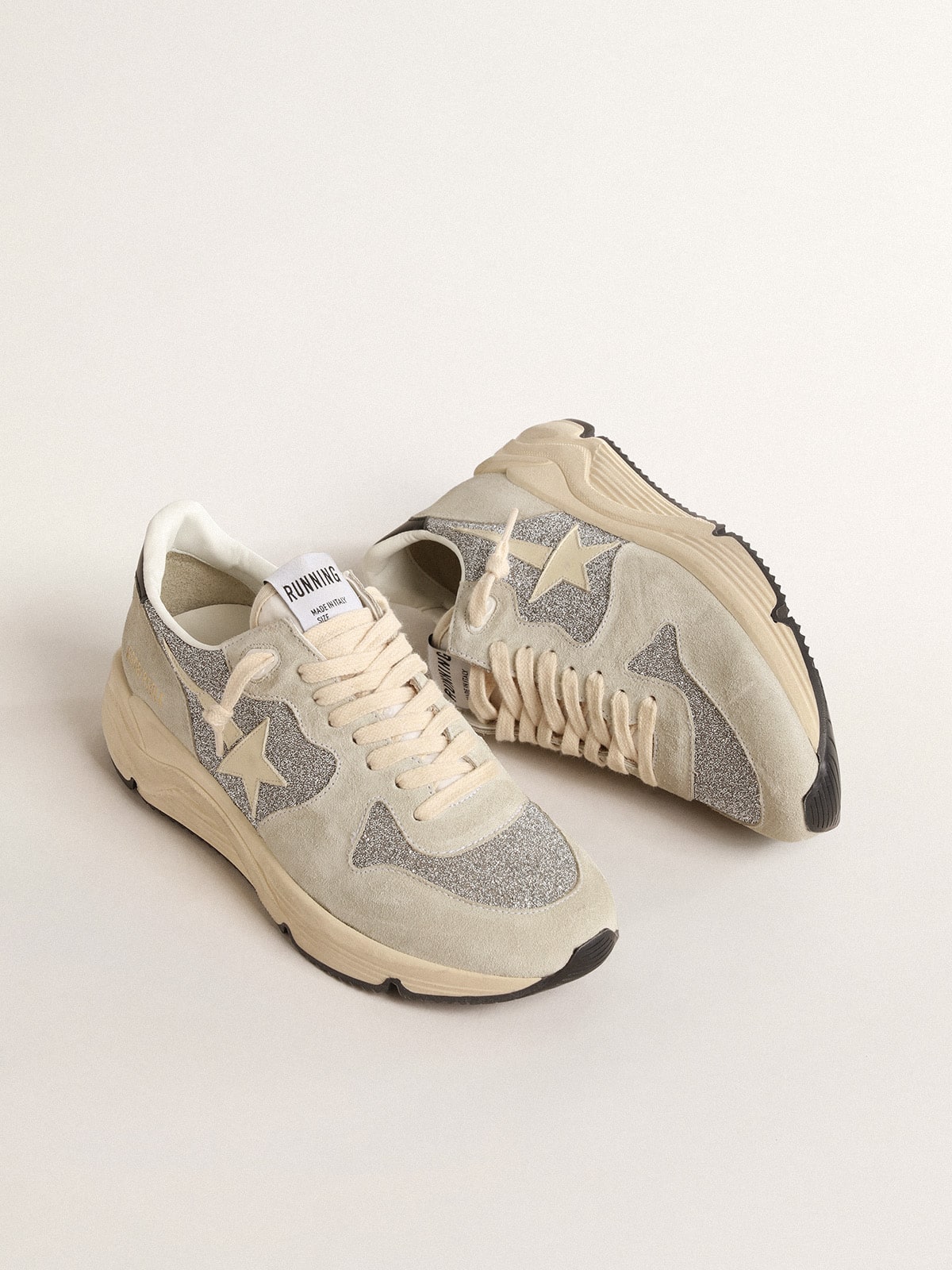 Golden Goose Womens Running Sole Embellished With Swarovski Crystals And Ivory Star Womens