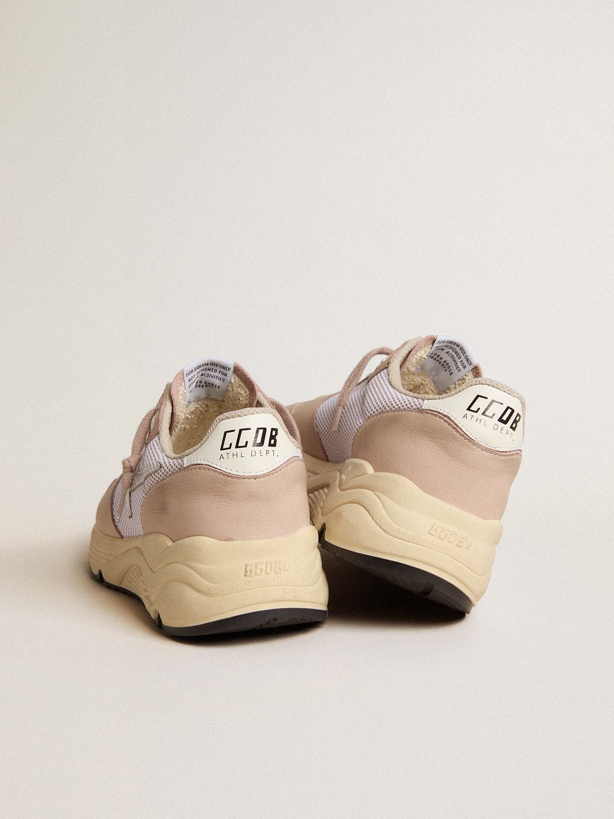 Golden Goose Womens Running Sole In Mesh And Nubuck With Silver Metallic Leather Star Womens