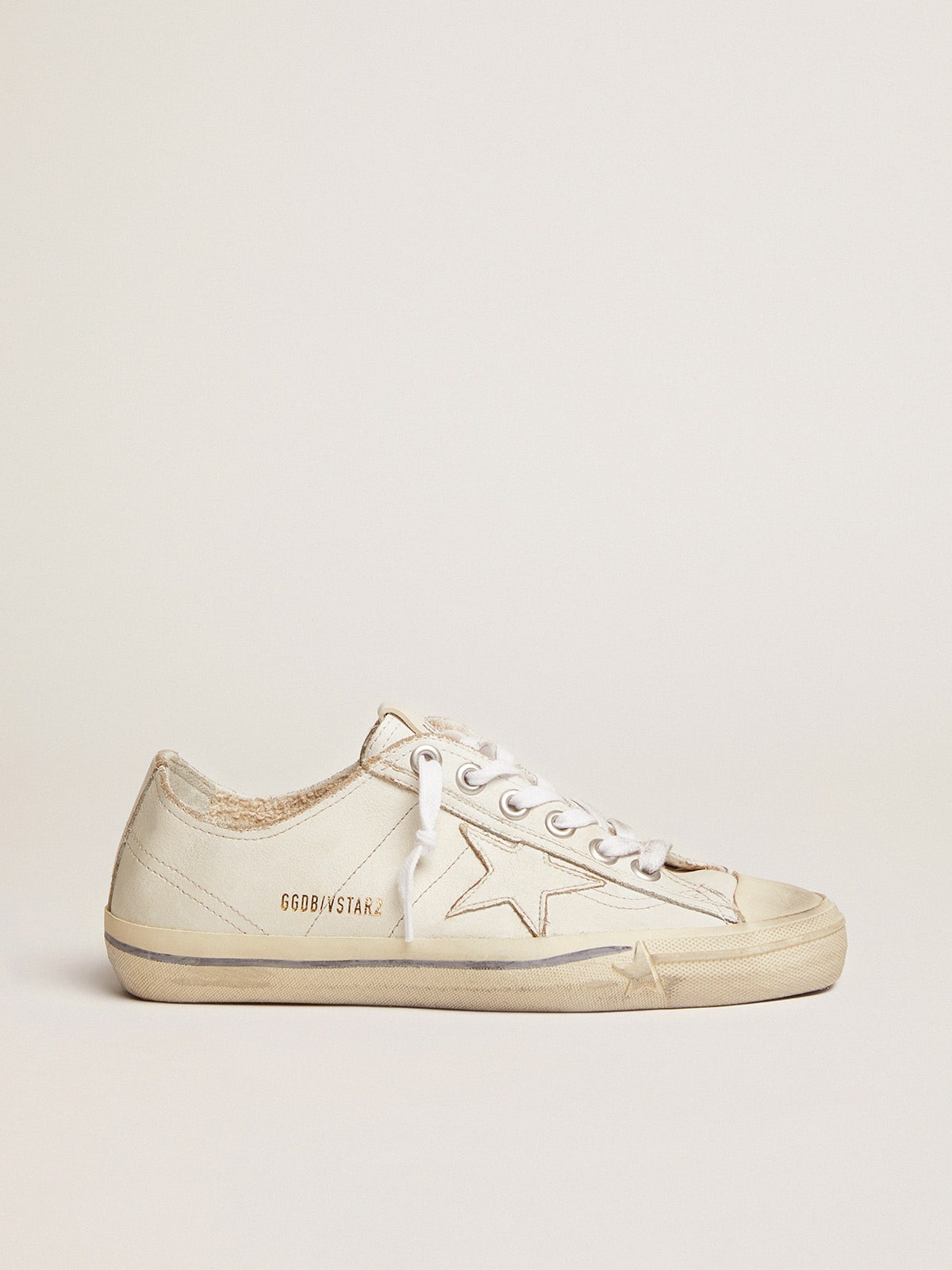 Golden Goose Womens V-Star In Vintage Effect Leather Womens