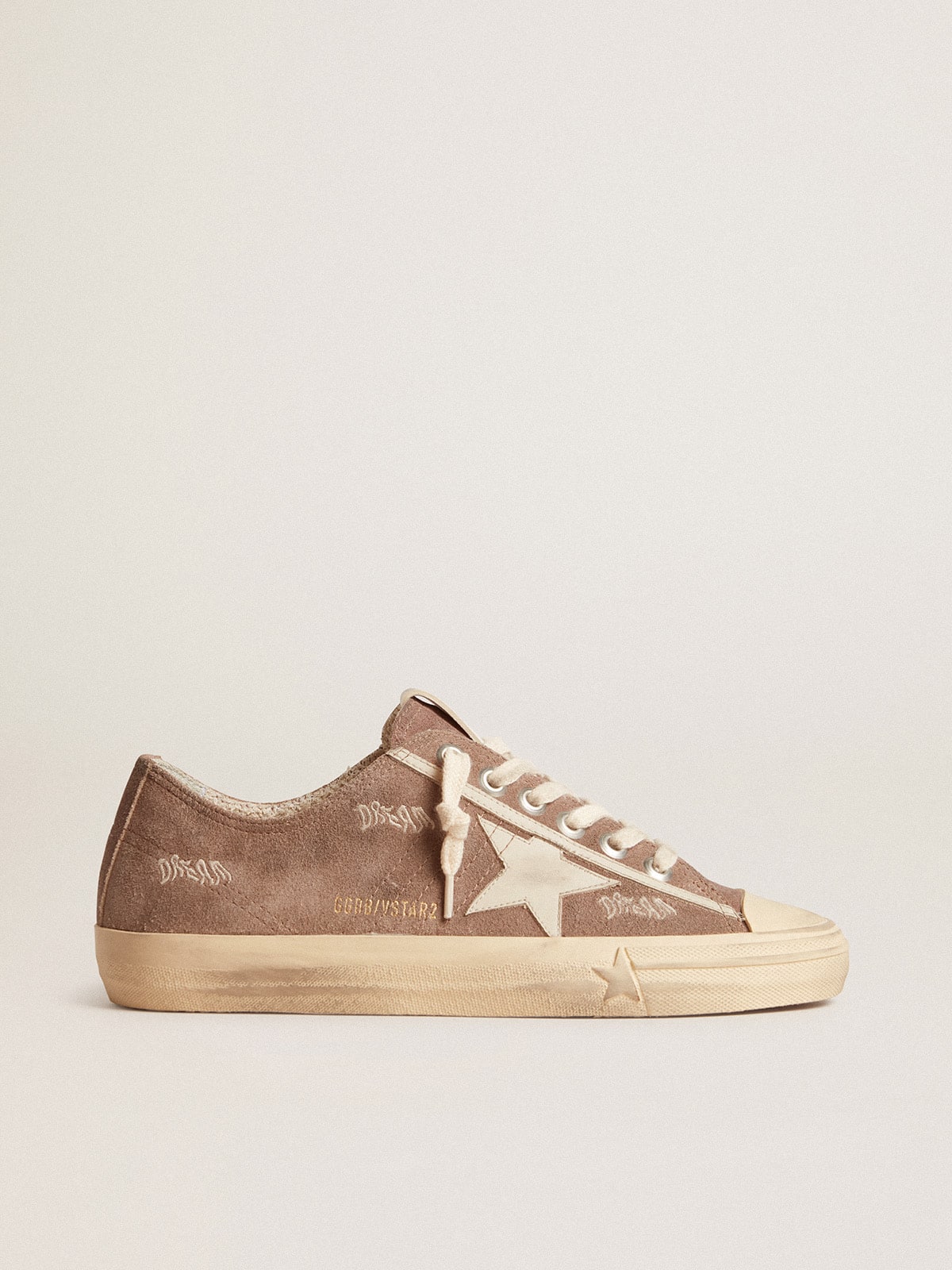 Golden Goose Womens V-Star In Dove-Gray Suede With Light Gray Leather Star Womens
