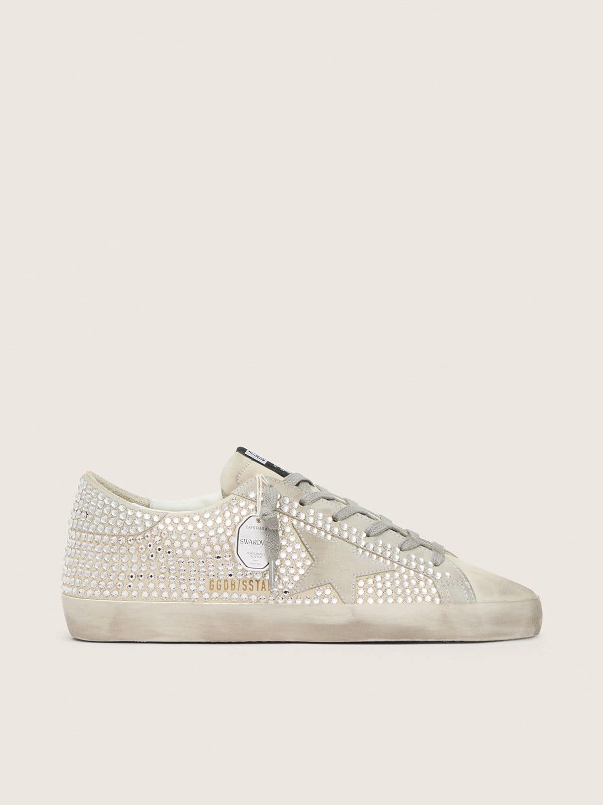 Golden Goose Super-Star In Nubuck With Swarovski Crystals And Ice-Gray Suede Star Womens