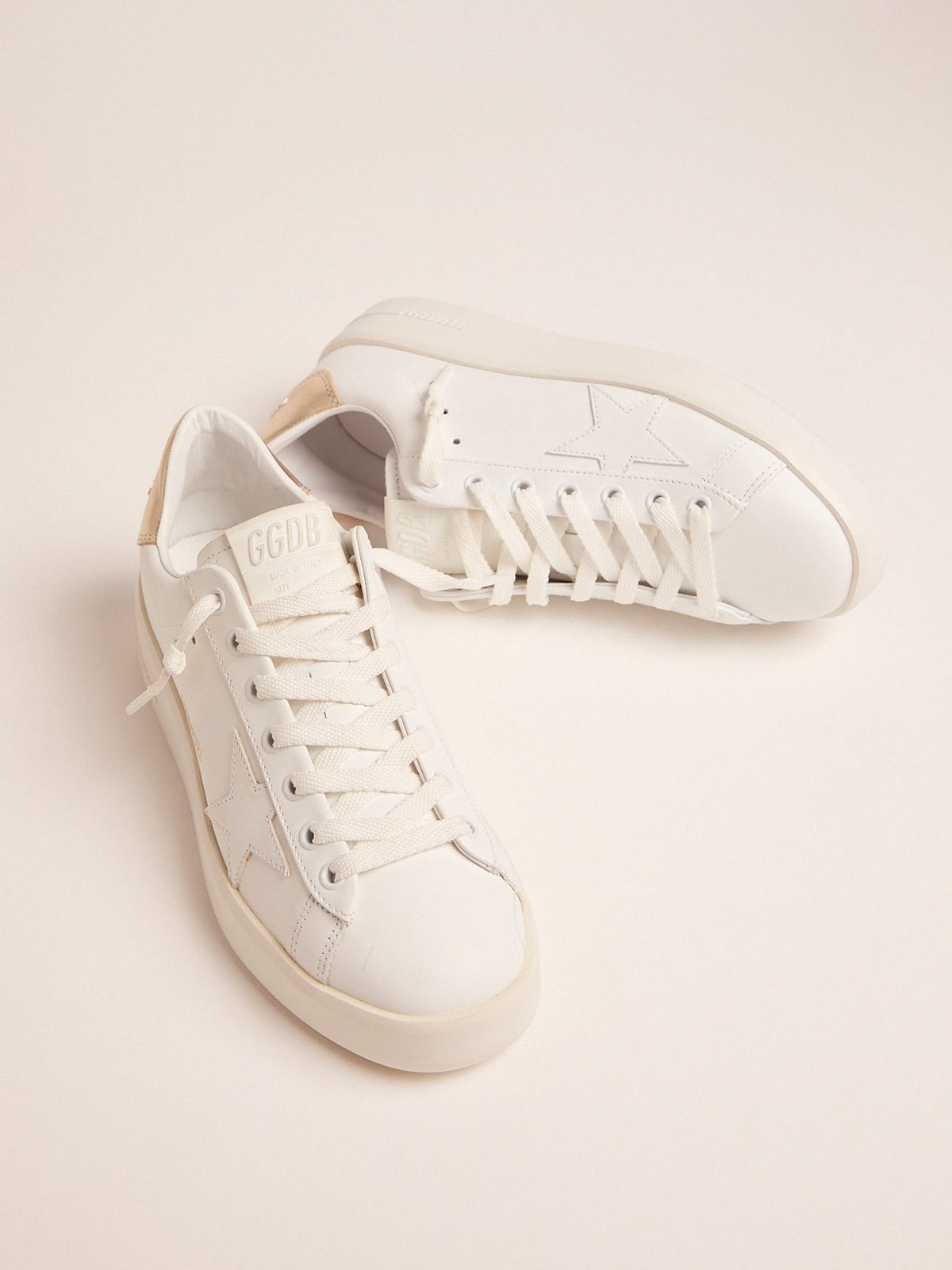 Golden Goose Womens Purestar Sneakers With Gold-Coloured Heel Tab Womens
