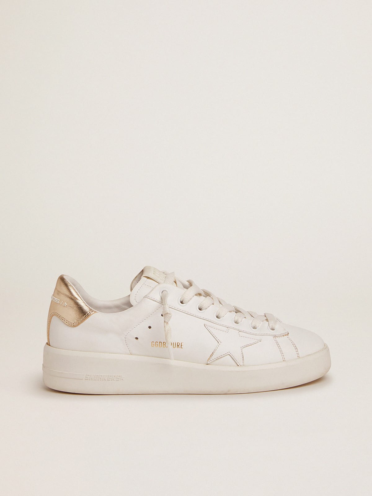 Golden Goose Womens Purestar Sneakers With Gold-Coloured Heel Tab Womens
