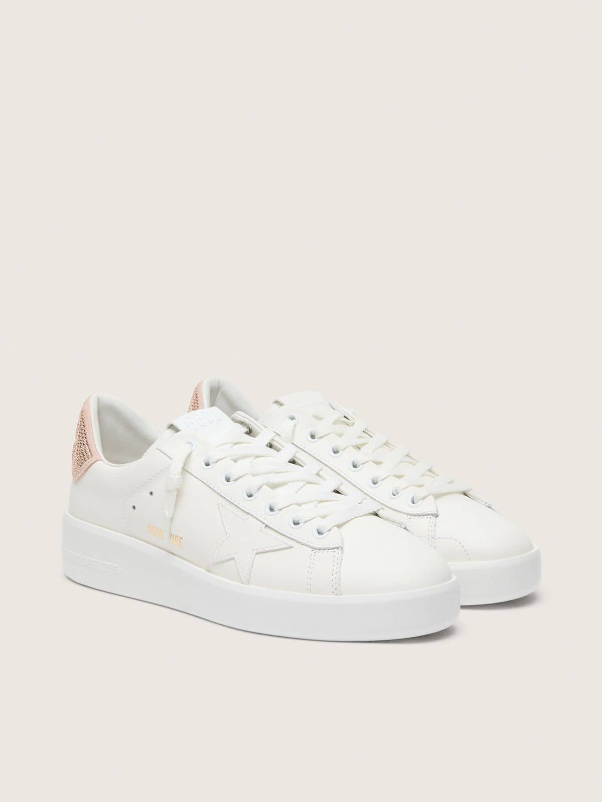 Golden Goose Purestar With Leather Star And Suede Heel Tab With Swarovski Crystals Womens