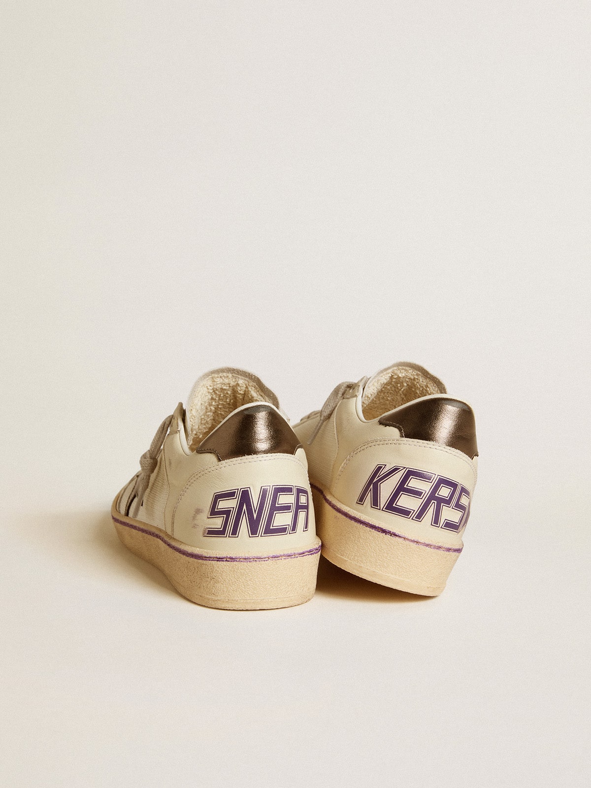 Golden Goose Ball Star In Mesh And Leather With Metallic Leather Star And Heel Tab Womens