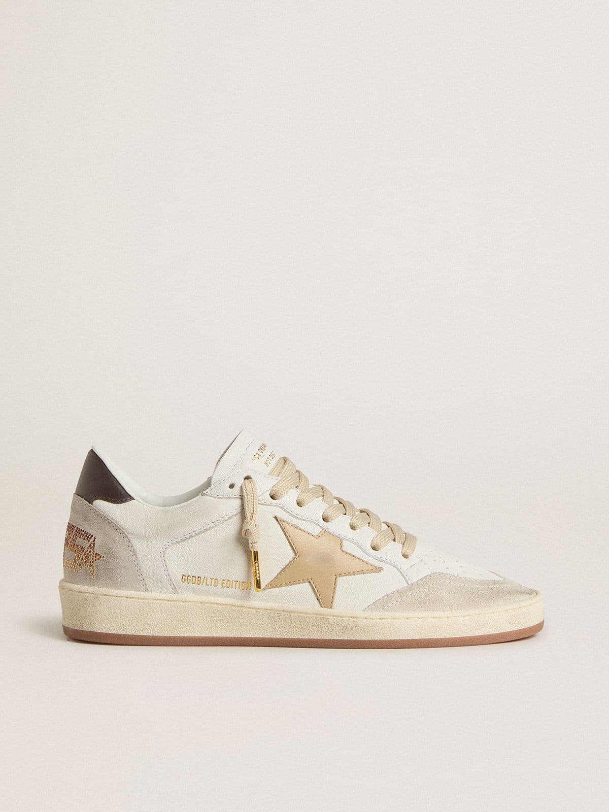 Golden Goose Womens Ball Star Ltd With Beige Star And Black Heel Tab Womens
