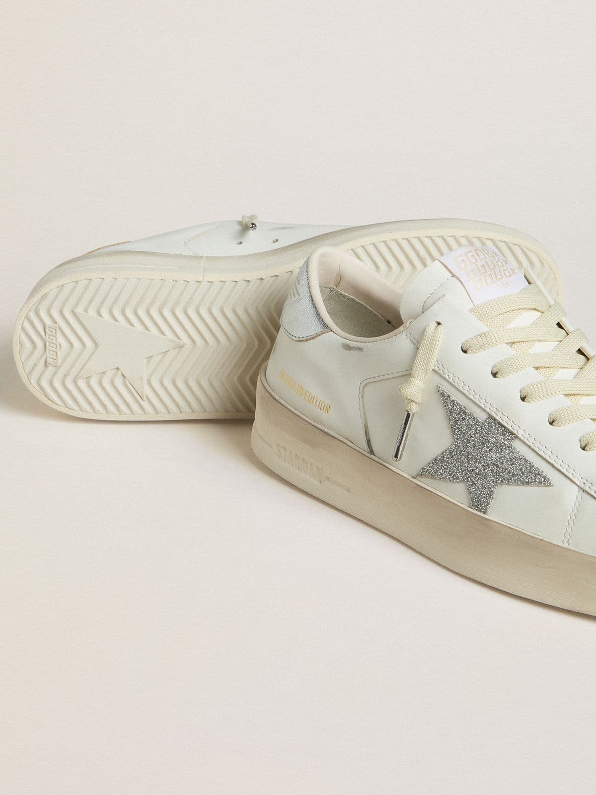 Golden Goose Womens Stardan Ltd With Swarovski Crystal Star And Metallic Leather Heel Tab Womens
