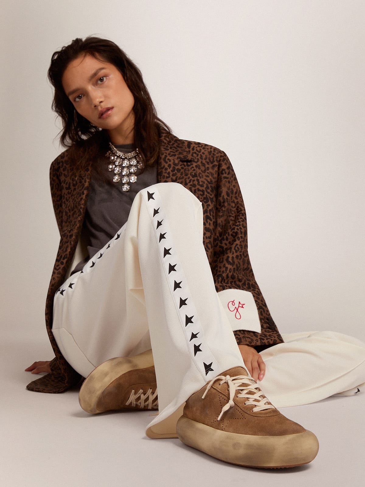 Golden Goose Womens Space-Star Shoes In Tobacco-Colored Suede With Shearling Lining Womens