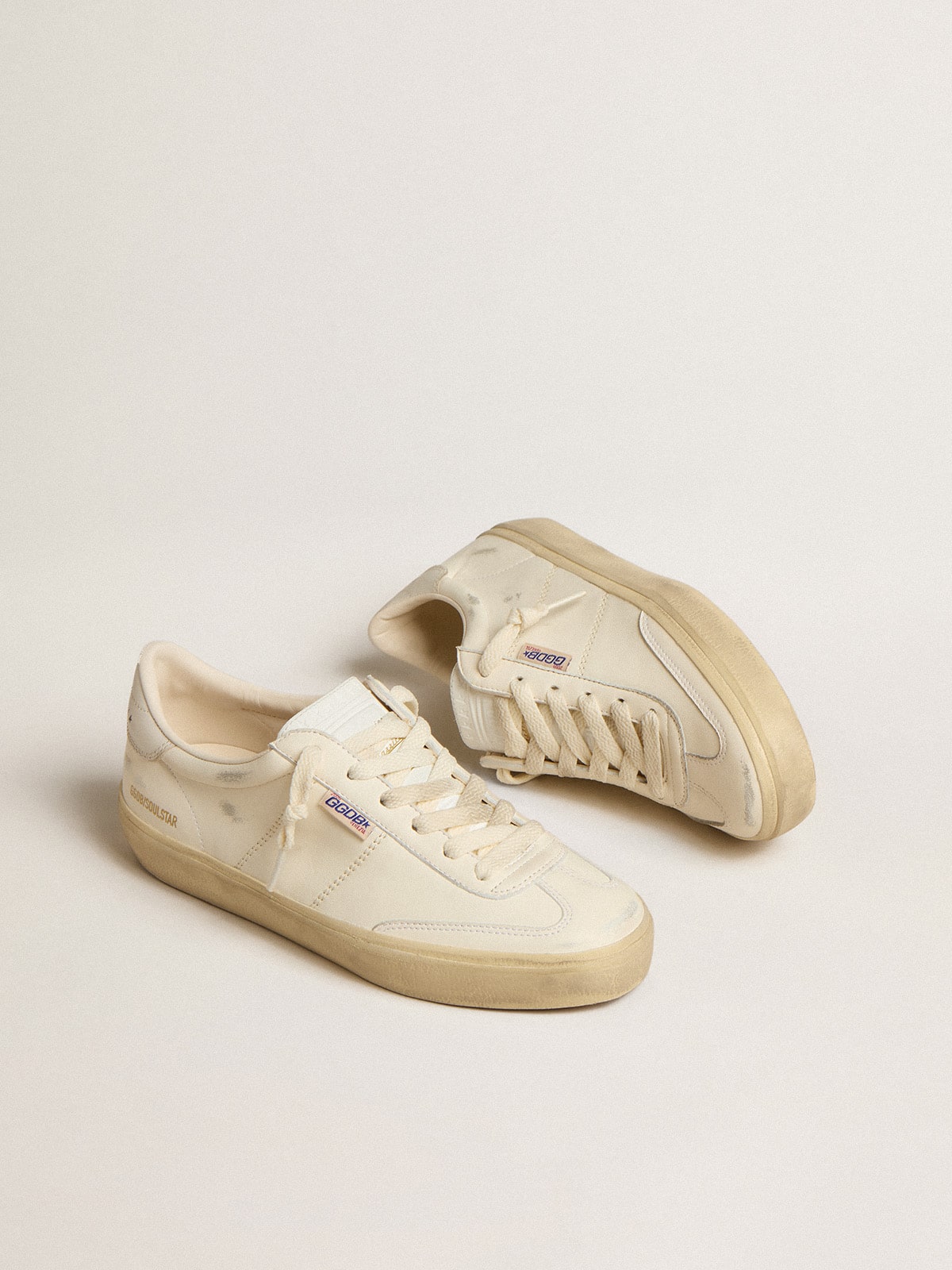 Golden Goose Womens Soul Star In White Nappa With White Leather Heel Tab Womens