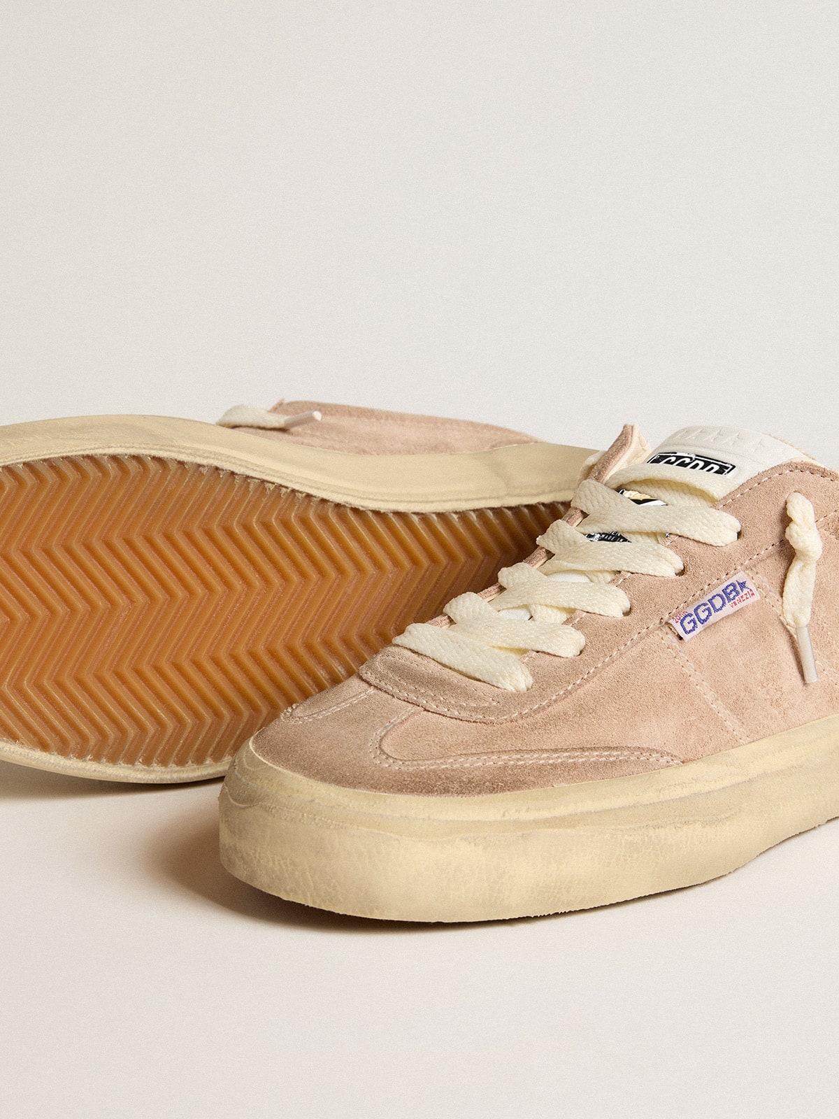 Golden Goose Womens Soul Star In Pink Suede With Milk-White Leather Heel Tab Womens