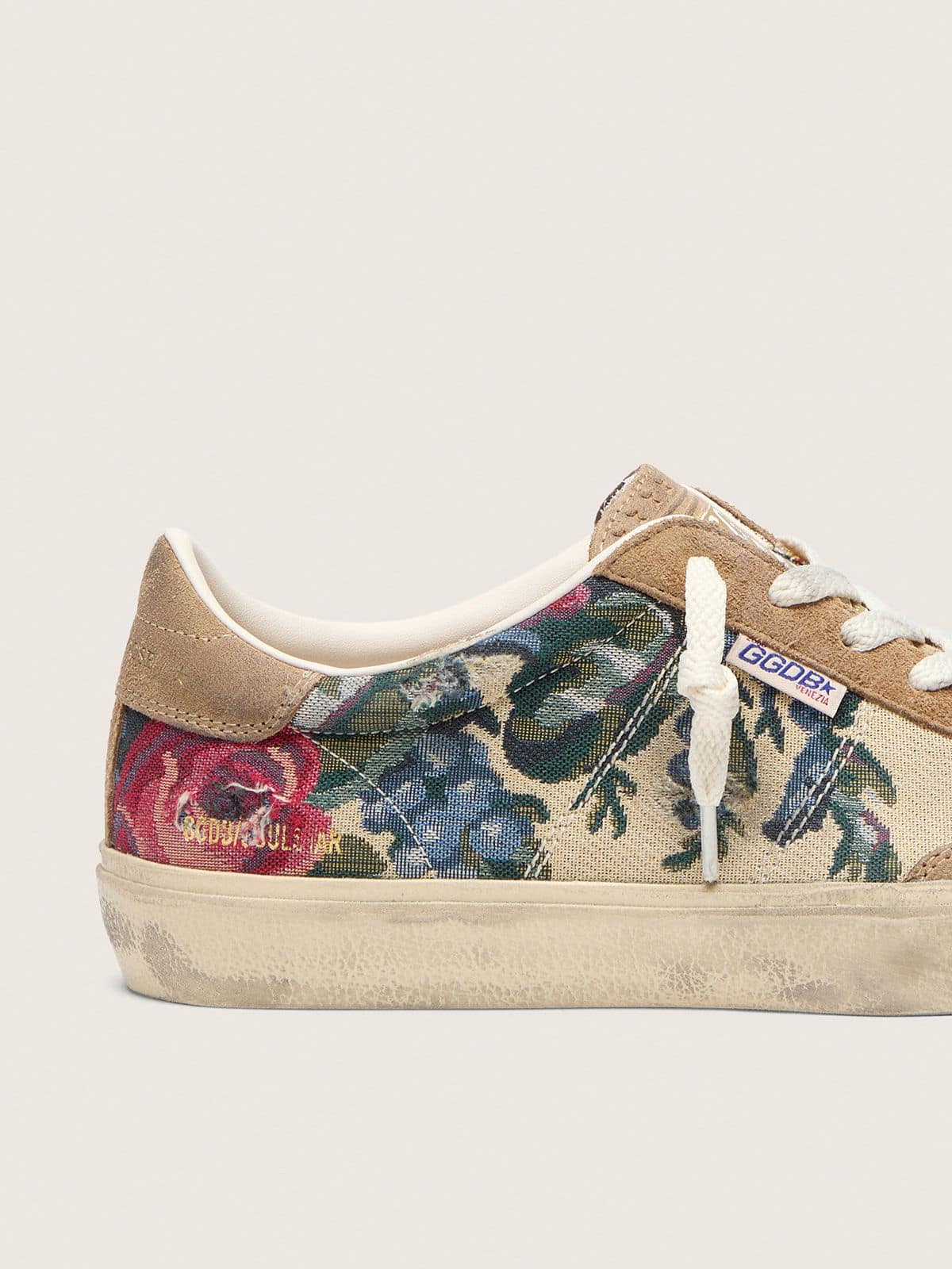 Golden Goose Womens Soul Star In Canvas And Suede With Colorful Print Womens