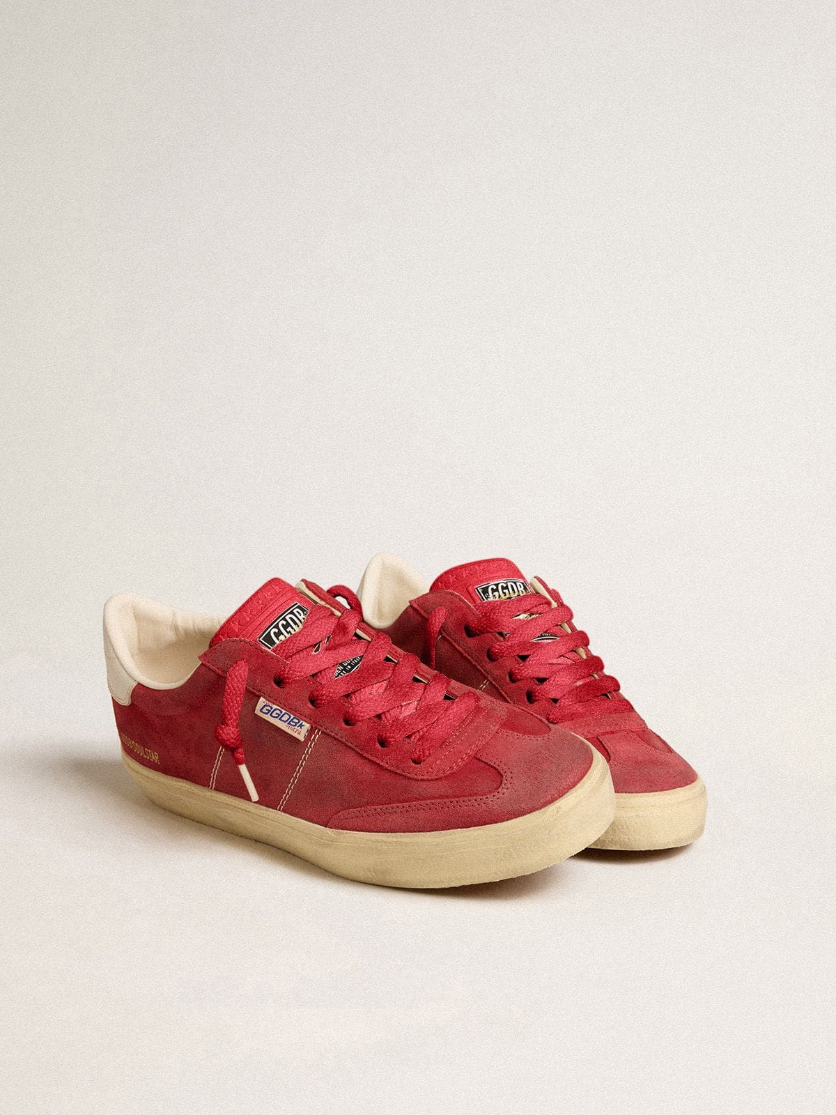 Golden Goose Womens Soul Star In Red Suede With White Leather Heel Tab Womens