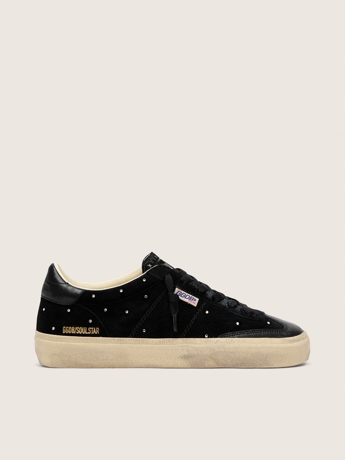 Golden Goose Womens Soul Star In Black Suede With Silver Swarovski Womens