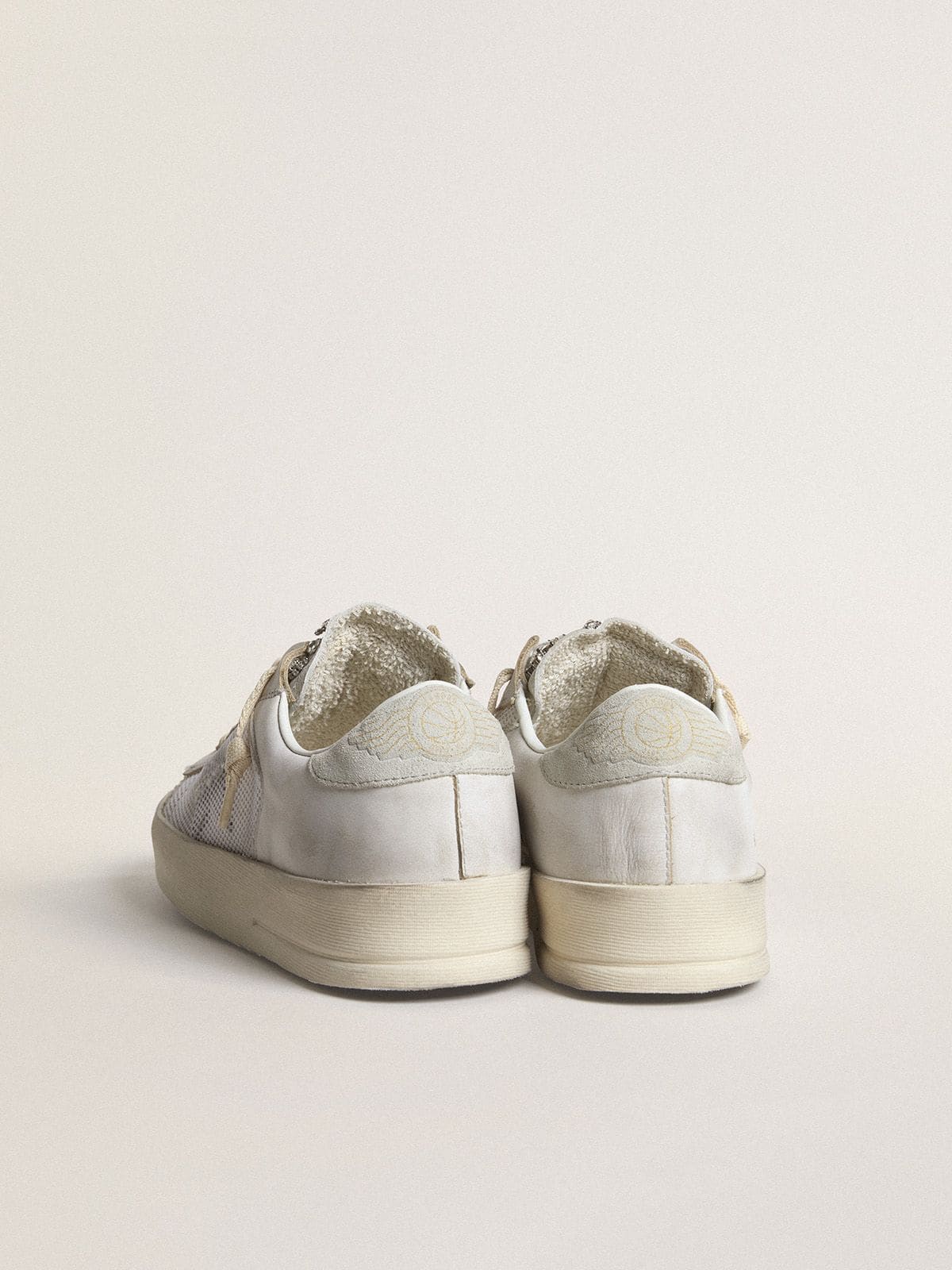 Golden Goose Stardan Ltd In White Leather With Star And Heel Tab In Ice-Gray Suede Womens