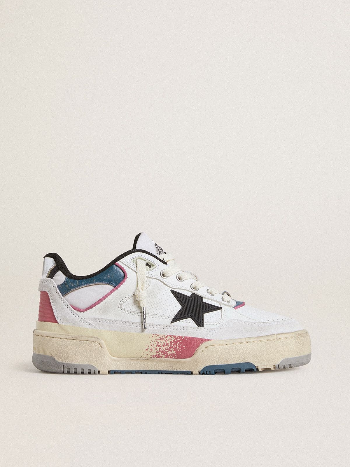 Golden Goose Womens Forty2 With Black Star And Silver Foiled Leather Heel Tab Womens